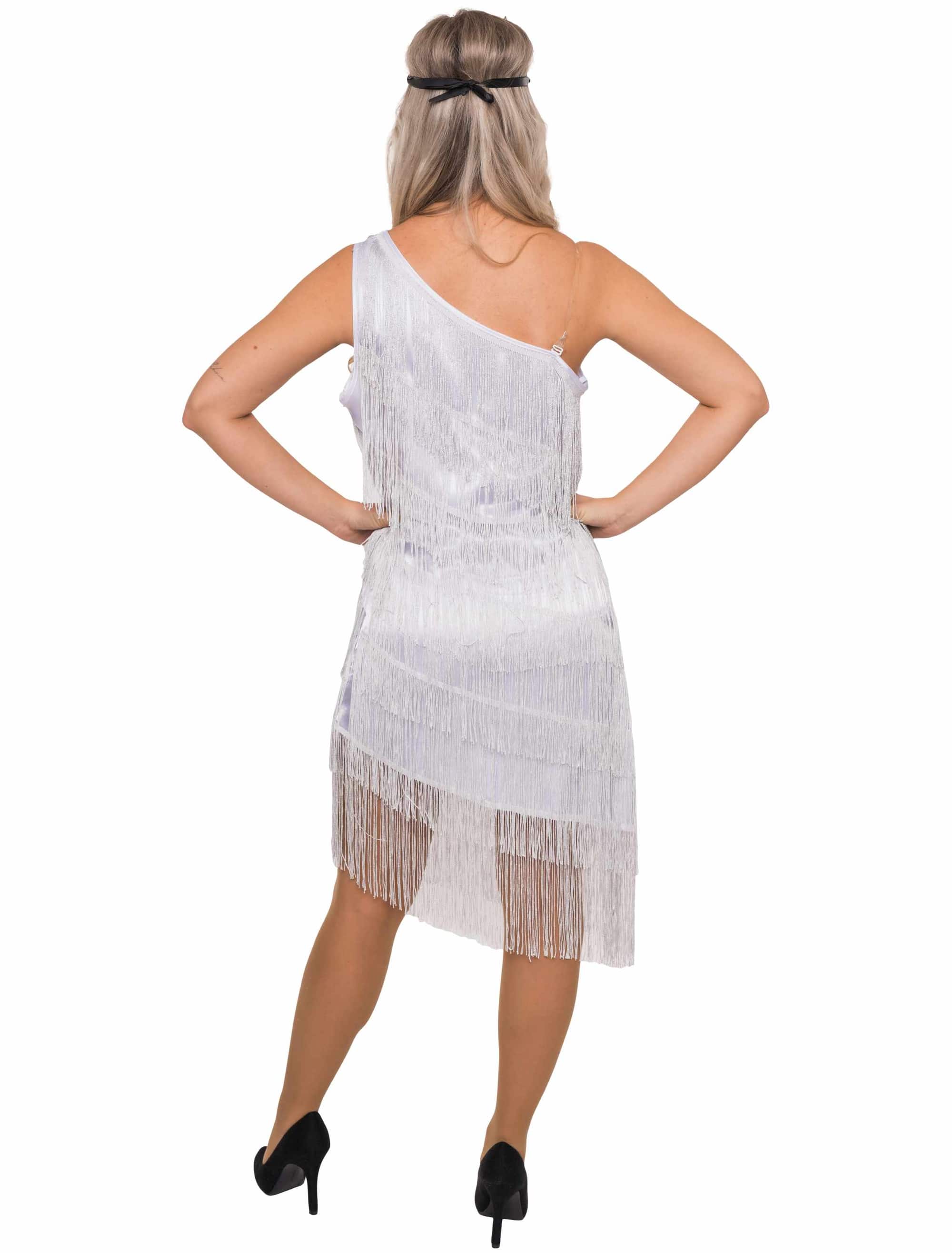 Kleid Charleston mit Fransen Damen silber XL