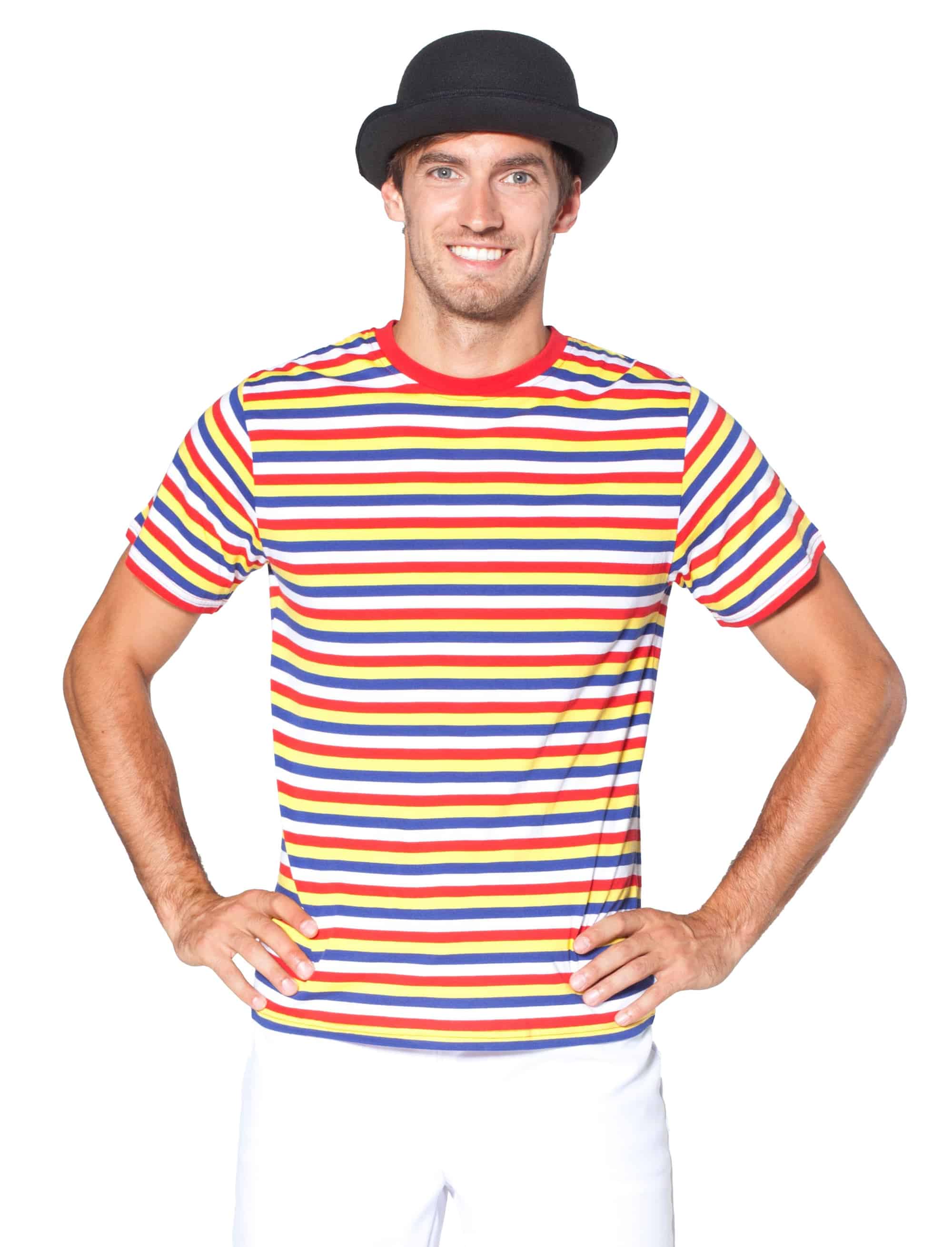 Ringelpulli kurzarm Unisex rot/weiß/blau/gelb XS