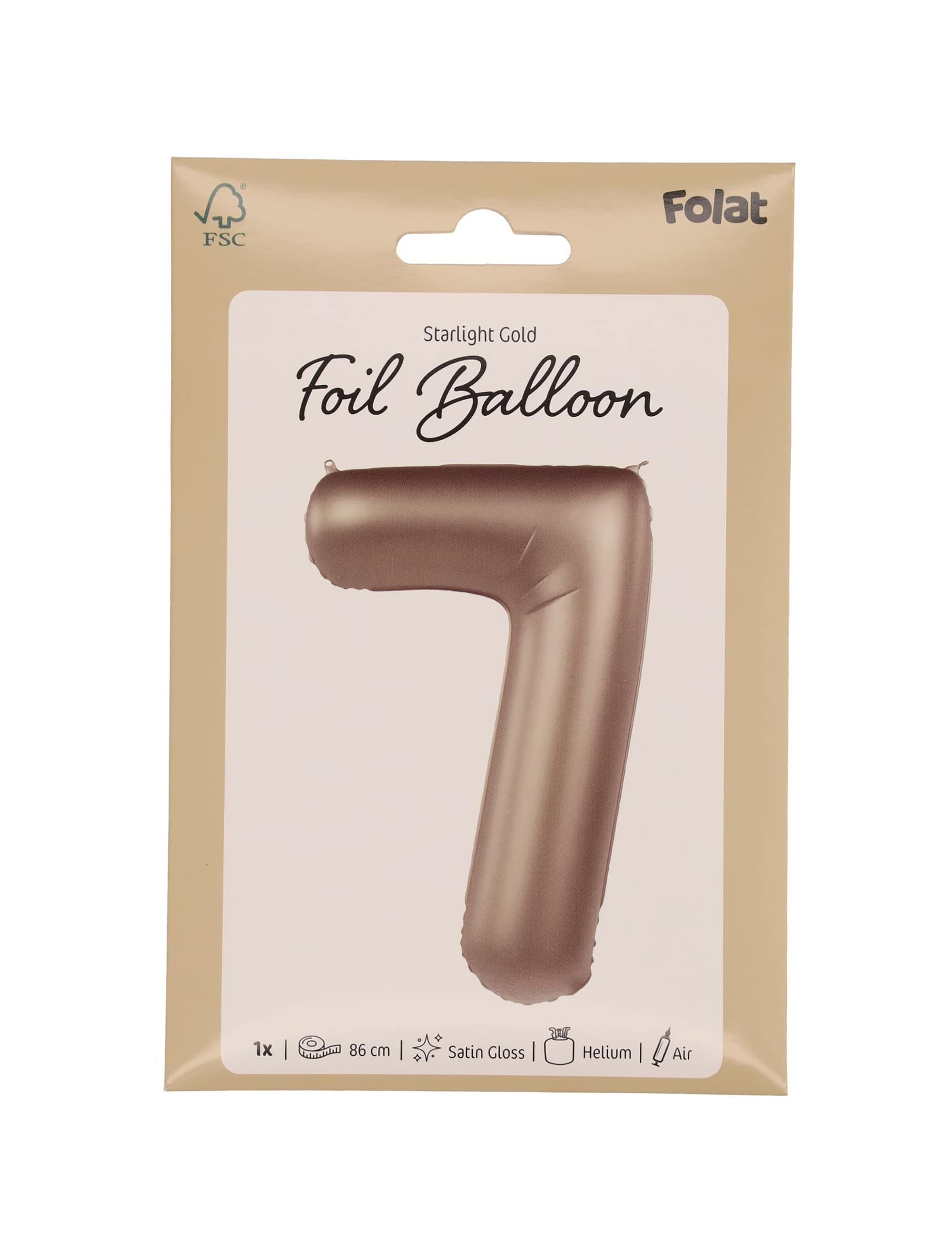 Folienballon Zahl 7 L matt gold