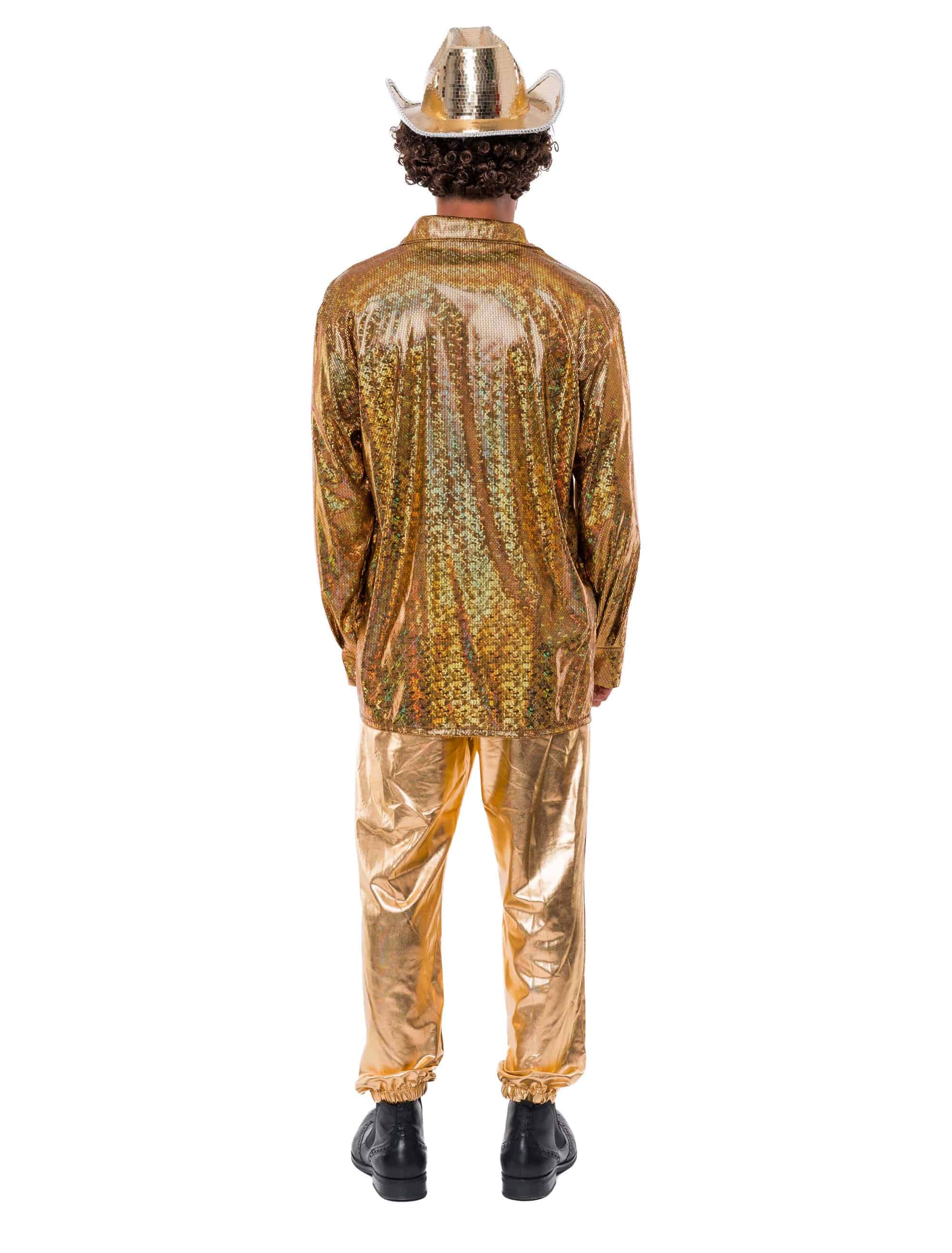 Hemd irisierend Metallic Herren gold M/L