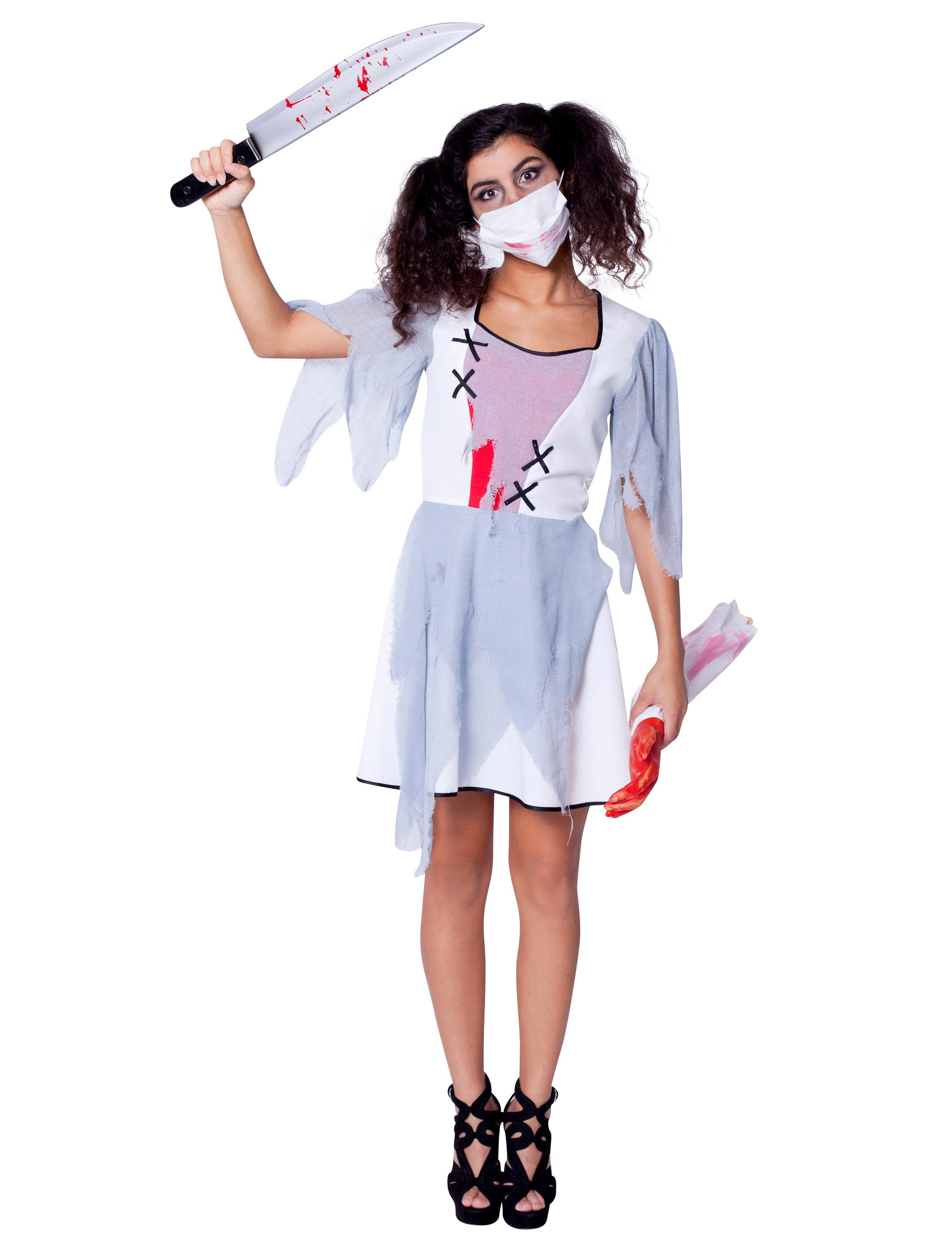 Kleid Zombie Damen weiß 40