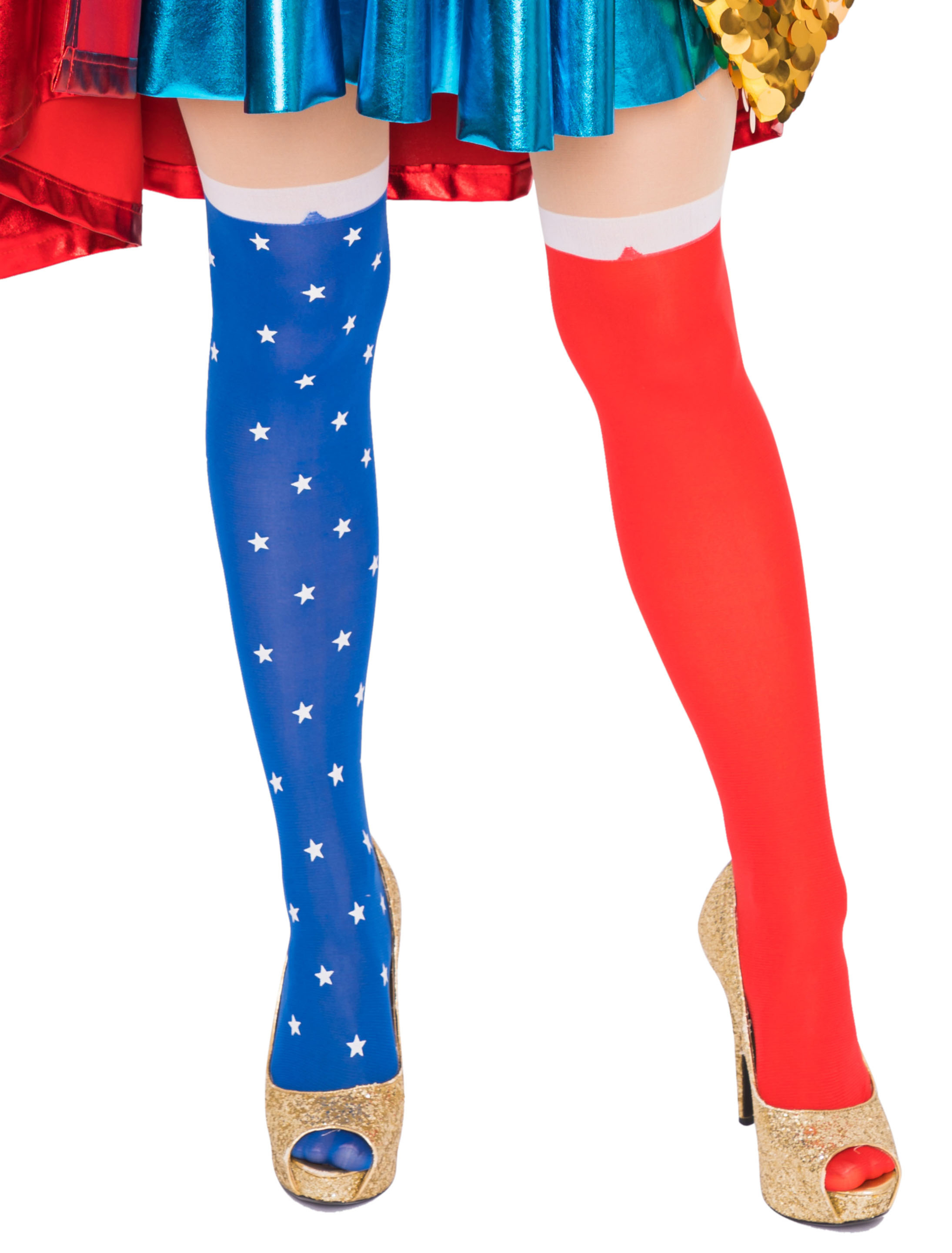 Strumpfhose Superheldin rot/blau XS