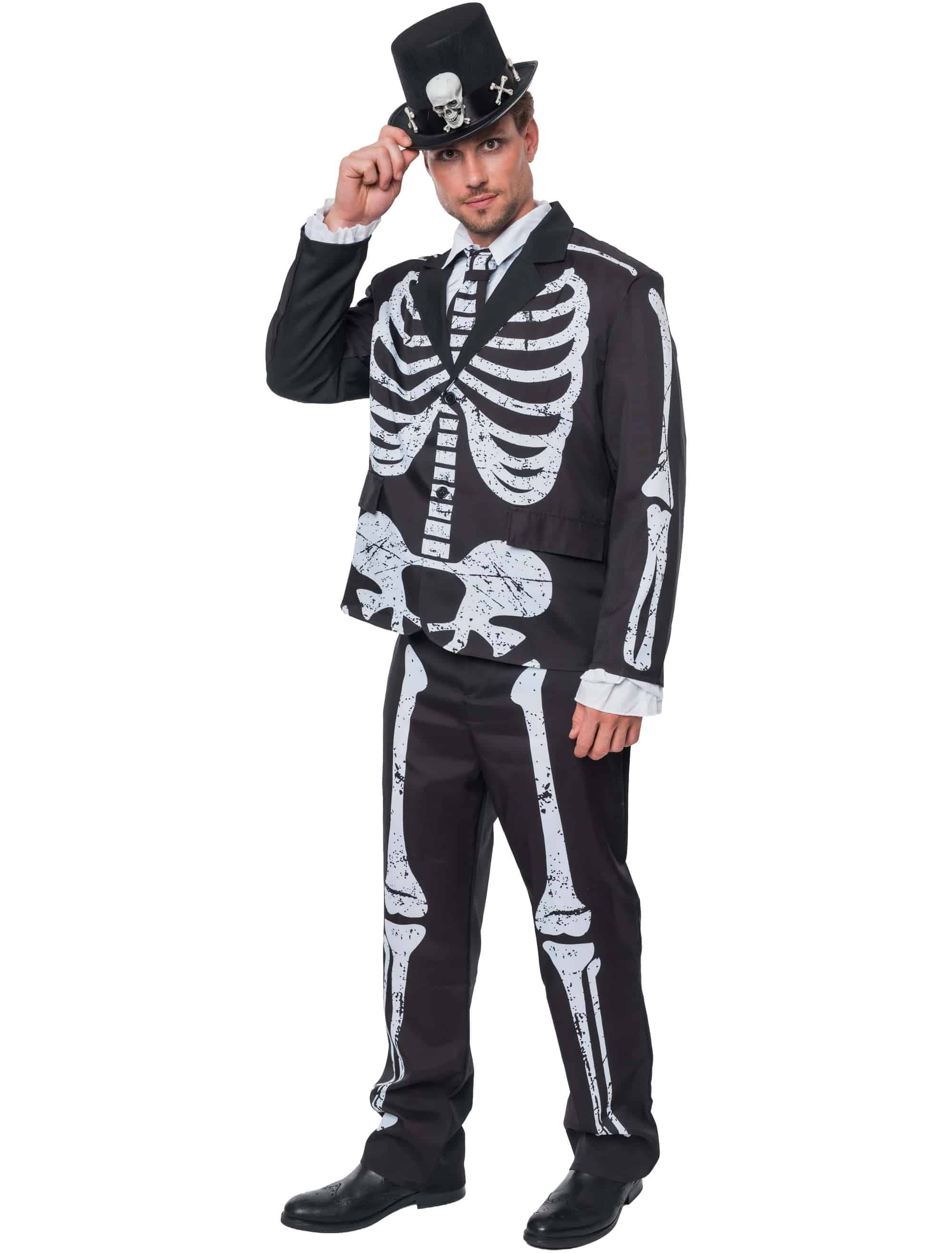 Anzug Skelett 3-tlg. Herren schwarz/weiß M/L