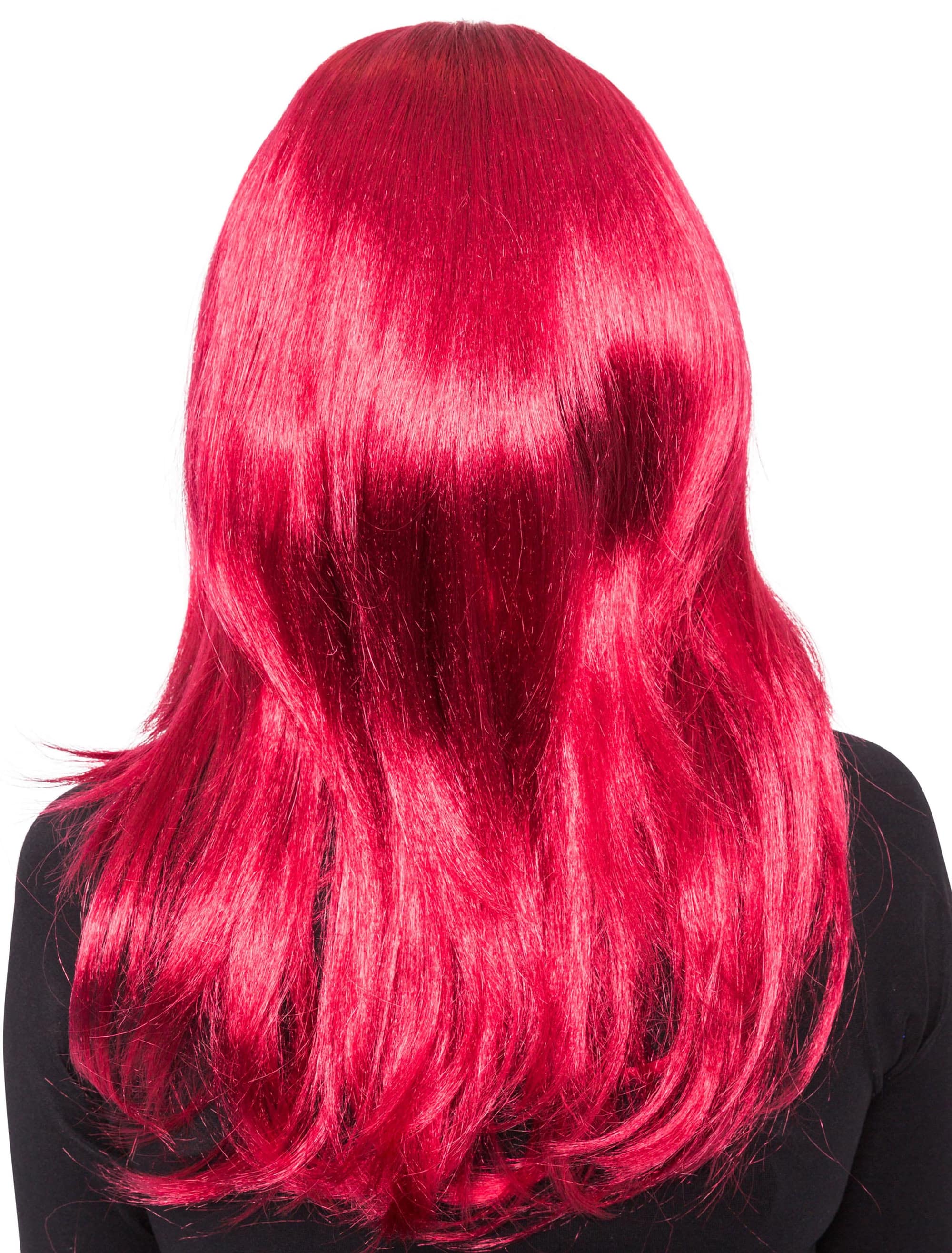 Perücke wellig mit Pony fuchsia one size