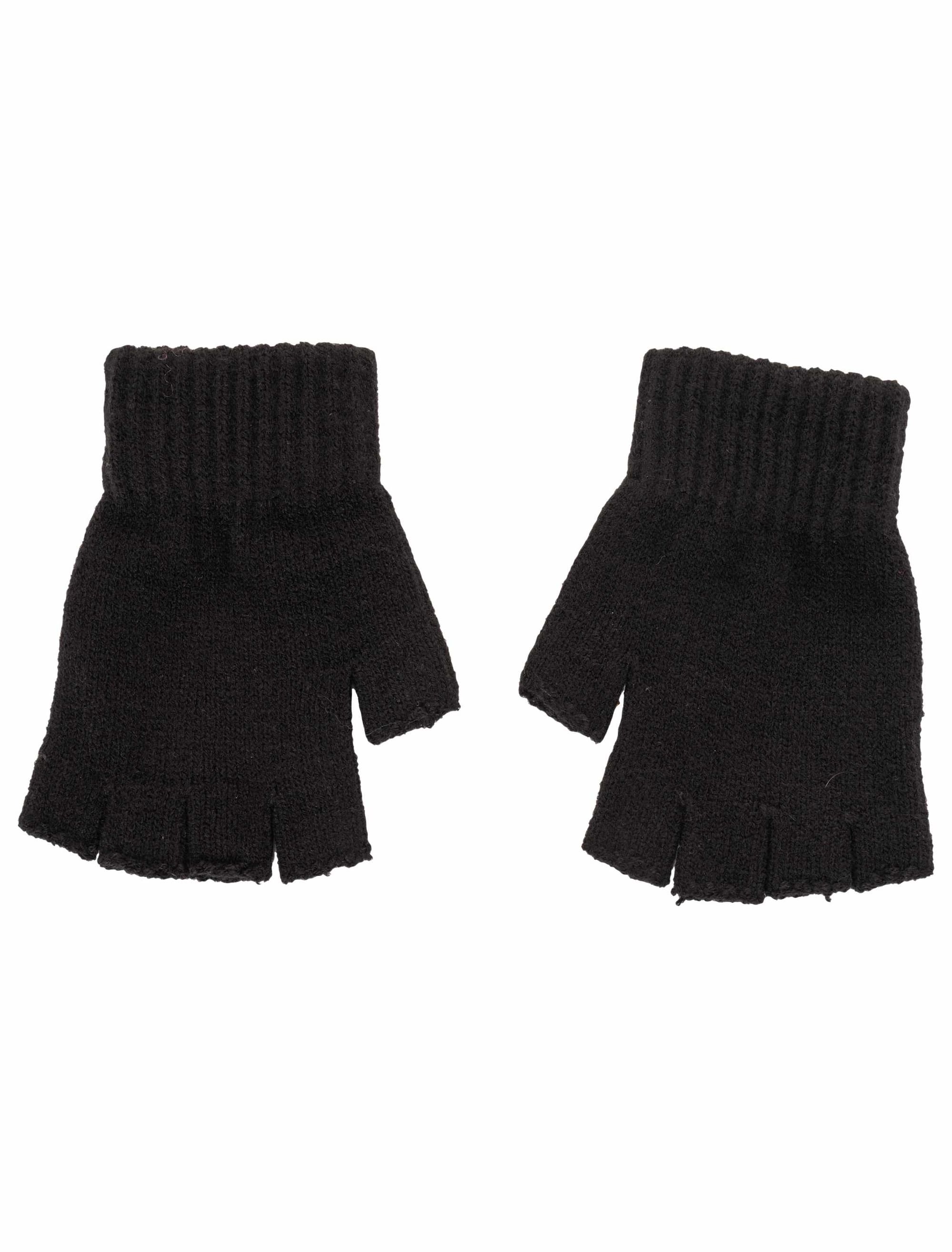 Strickhandschuhe Kinder fingerlos schwarz