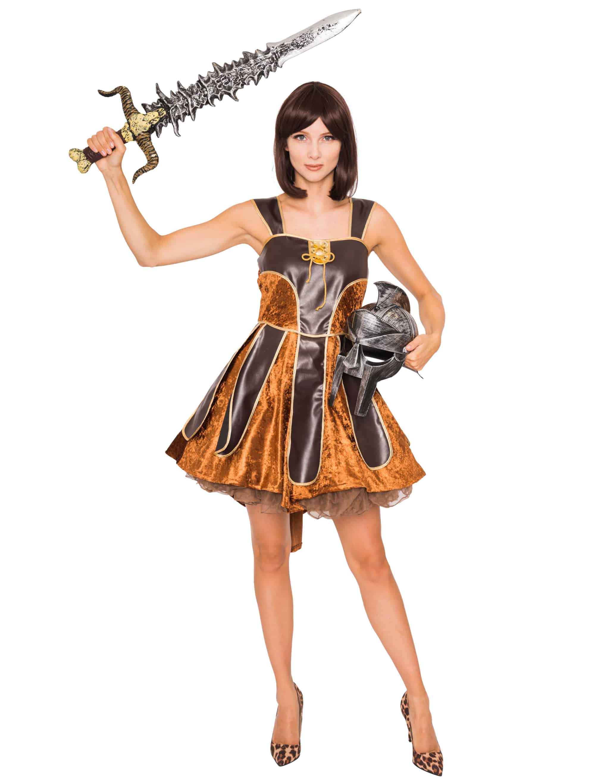 Kleid Gladiatorin Damen braun 2XL