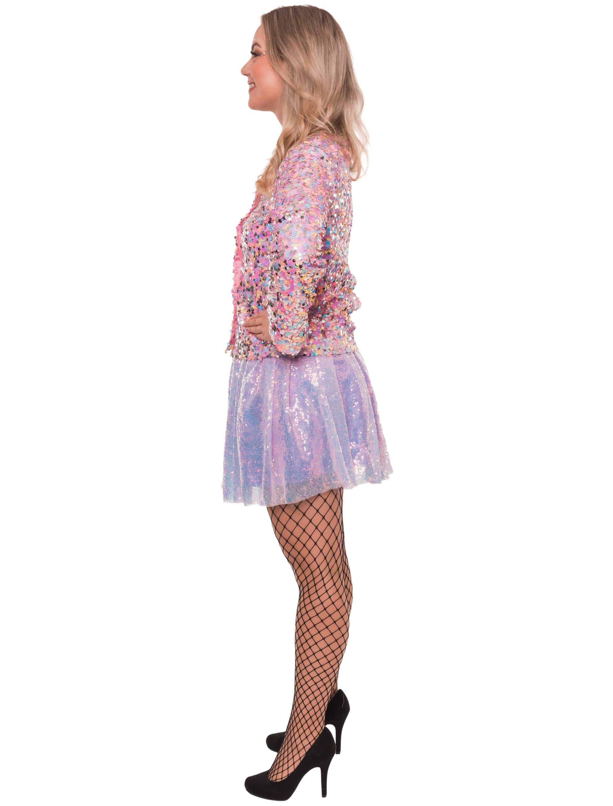 Rock Pailletten Damen lila one size