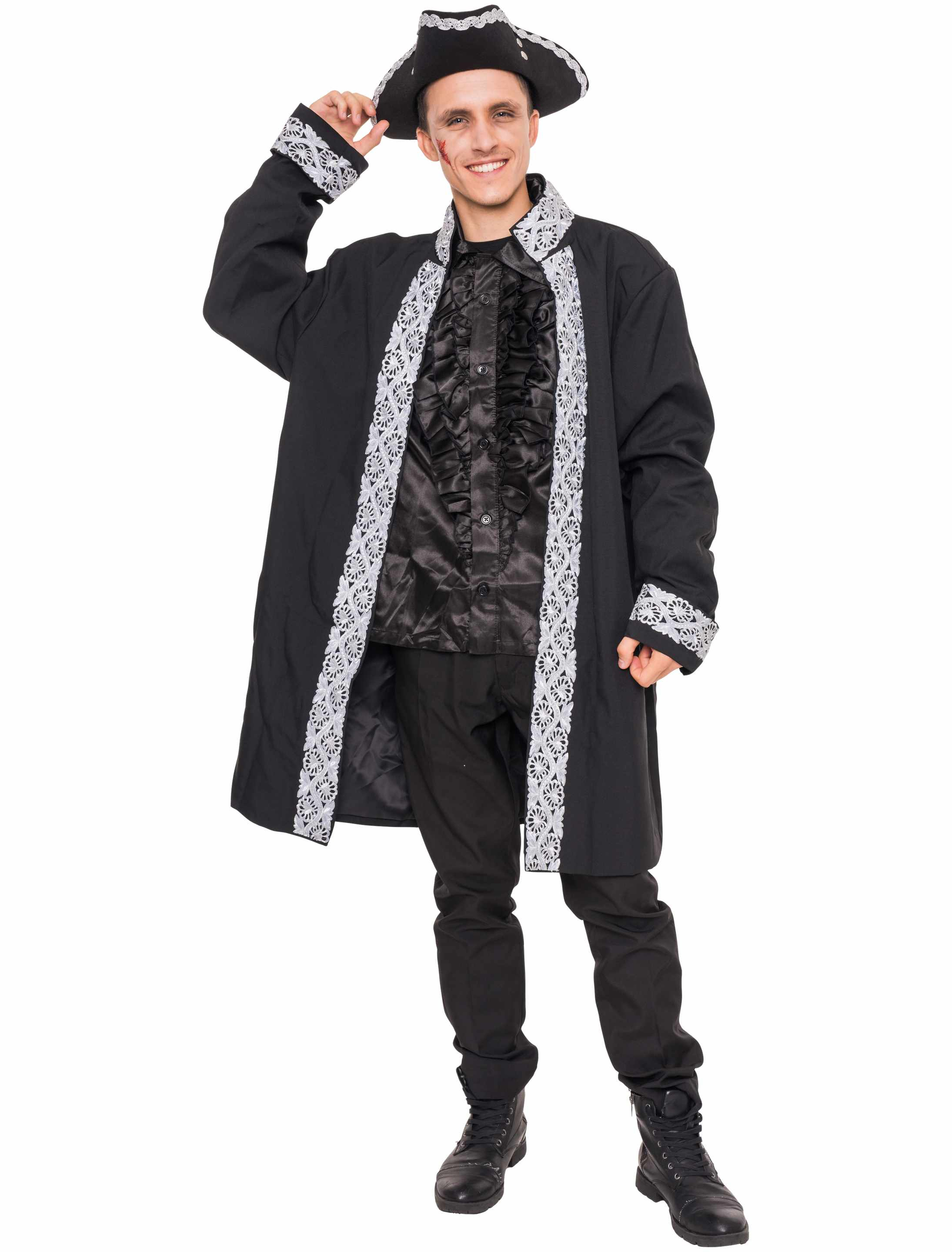Jacke Pirat Herren schwarz/silber 4XL/5XL