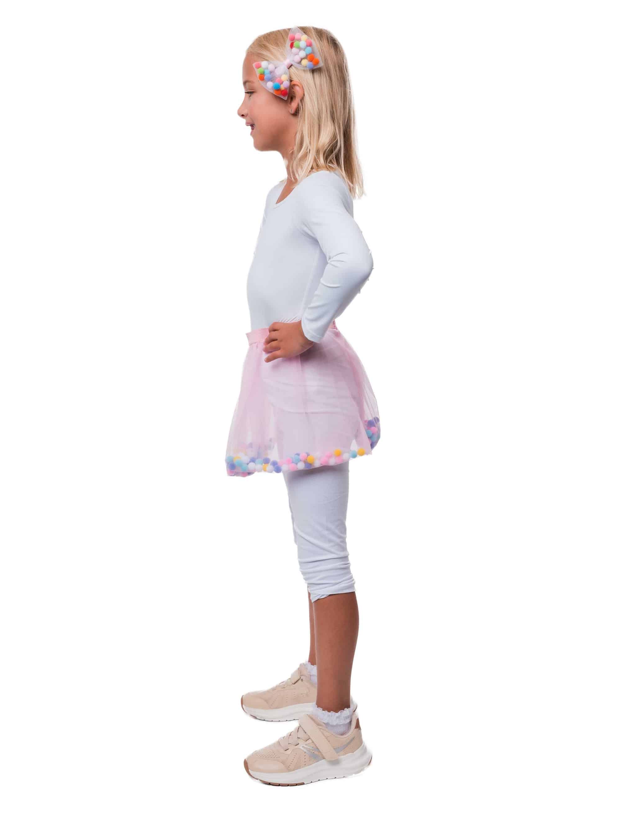 Rock mit Pompoms Kinder rosa 128/140