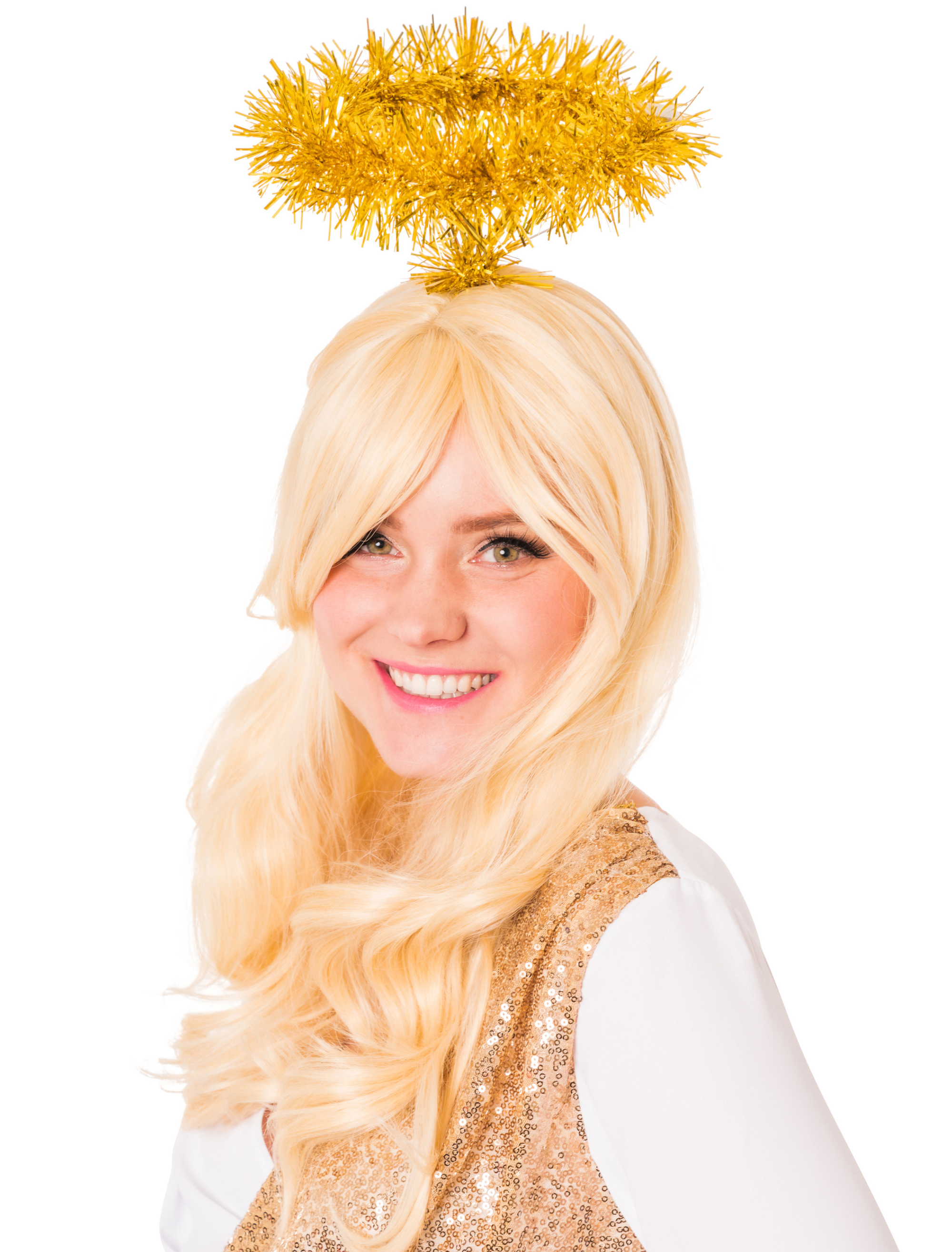 Haarreif Heiligenschein Lametta mit LED gold