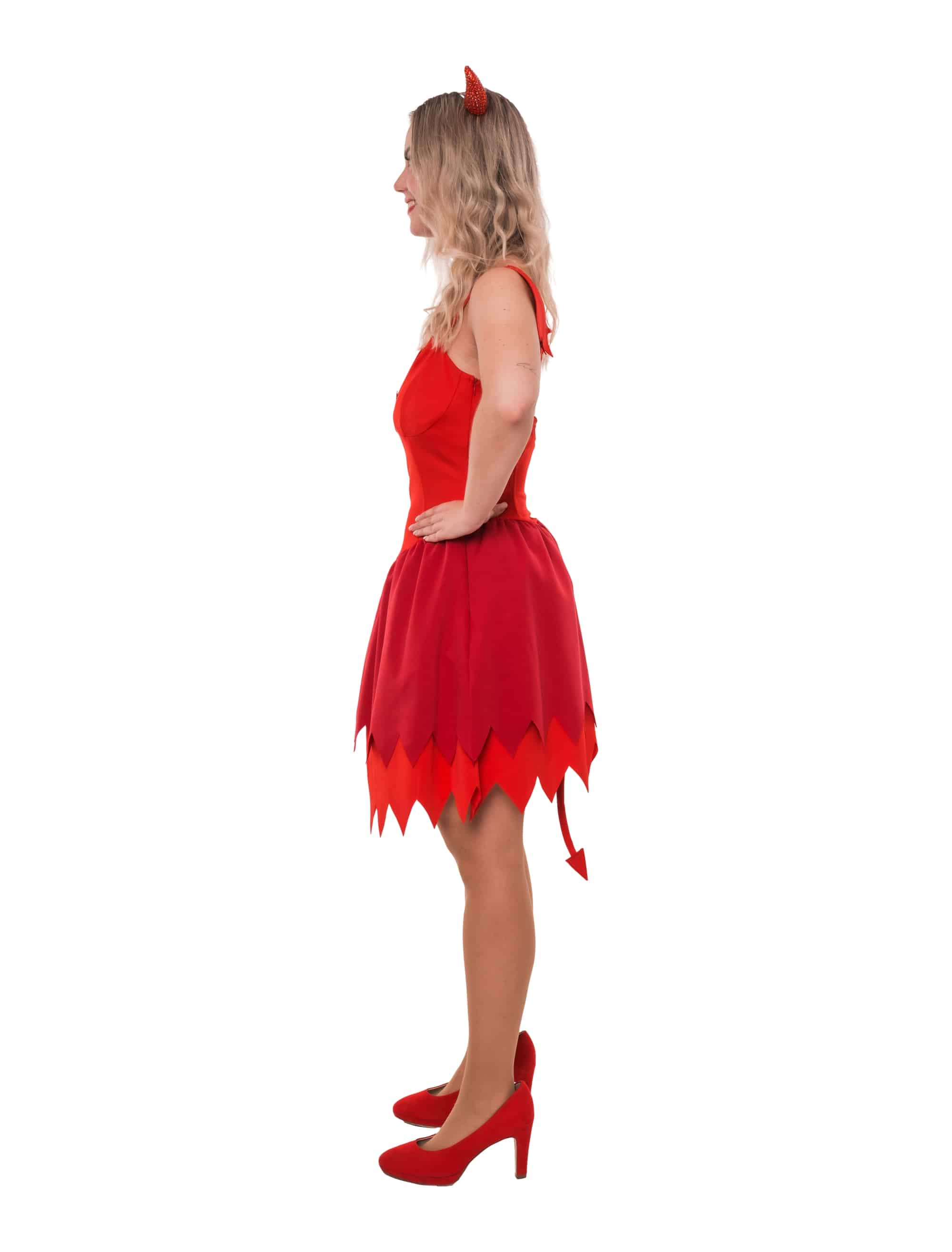 Kleid Teufelin mit Schwanz rot XS