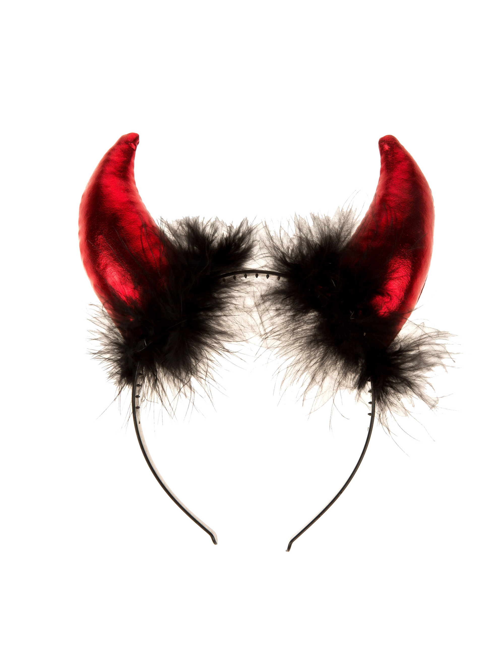 Haarreif Teufel mit schwarzen Federn Damen rot