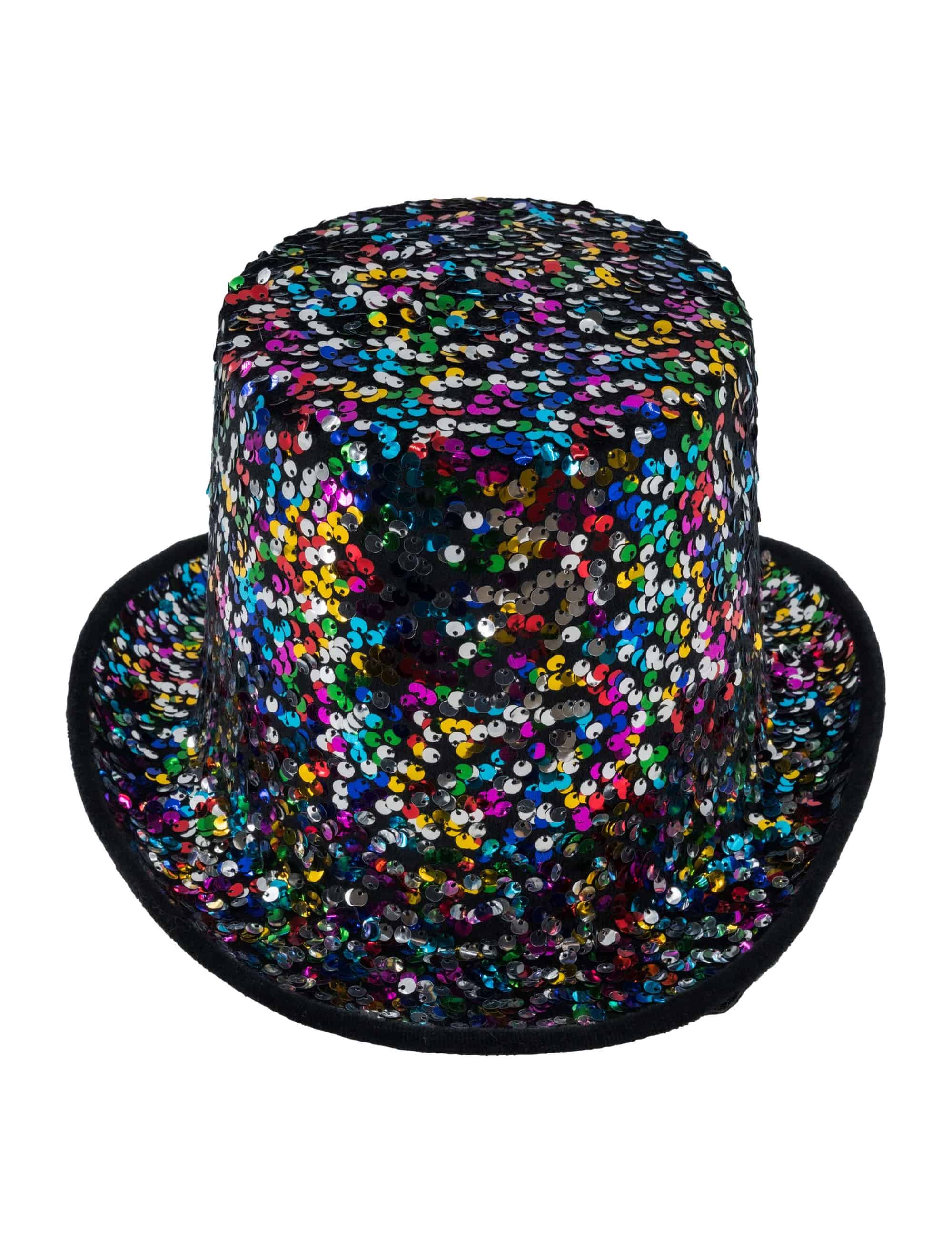 Zylinder Pailletten rainbow one size