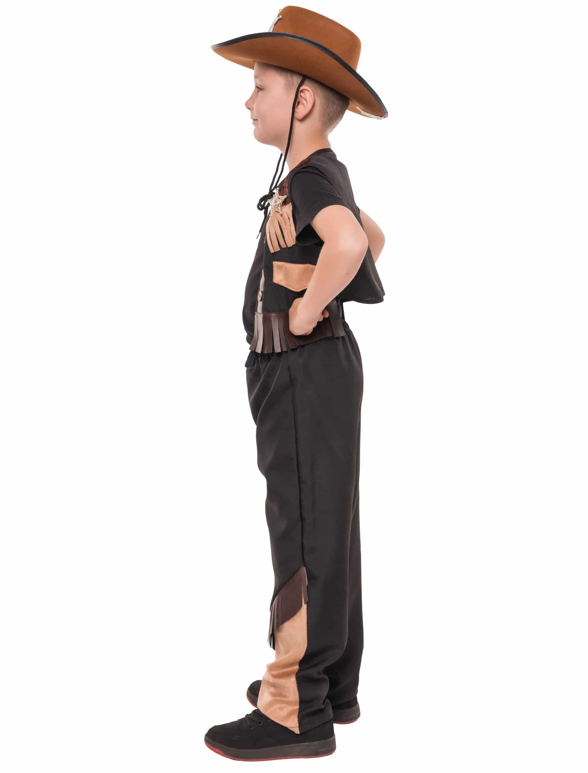Kostüm Cowboy 2-tlg. Kinder braun/schwarz 4-6 Jahre