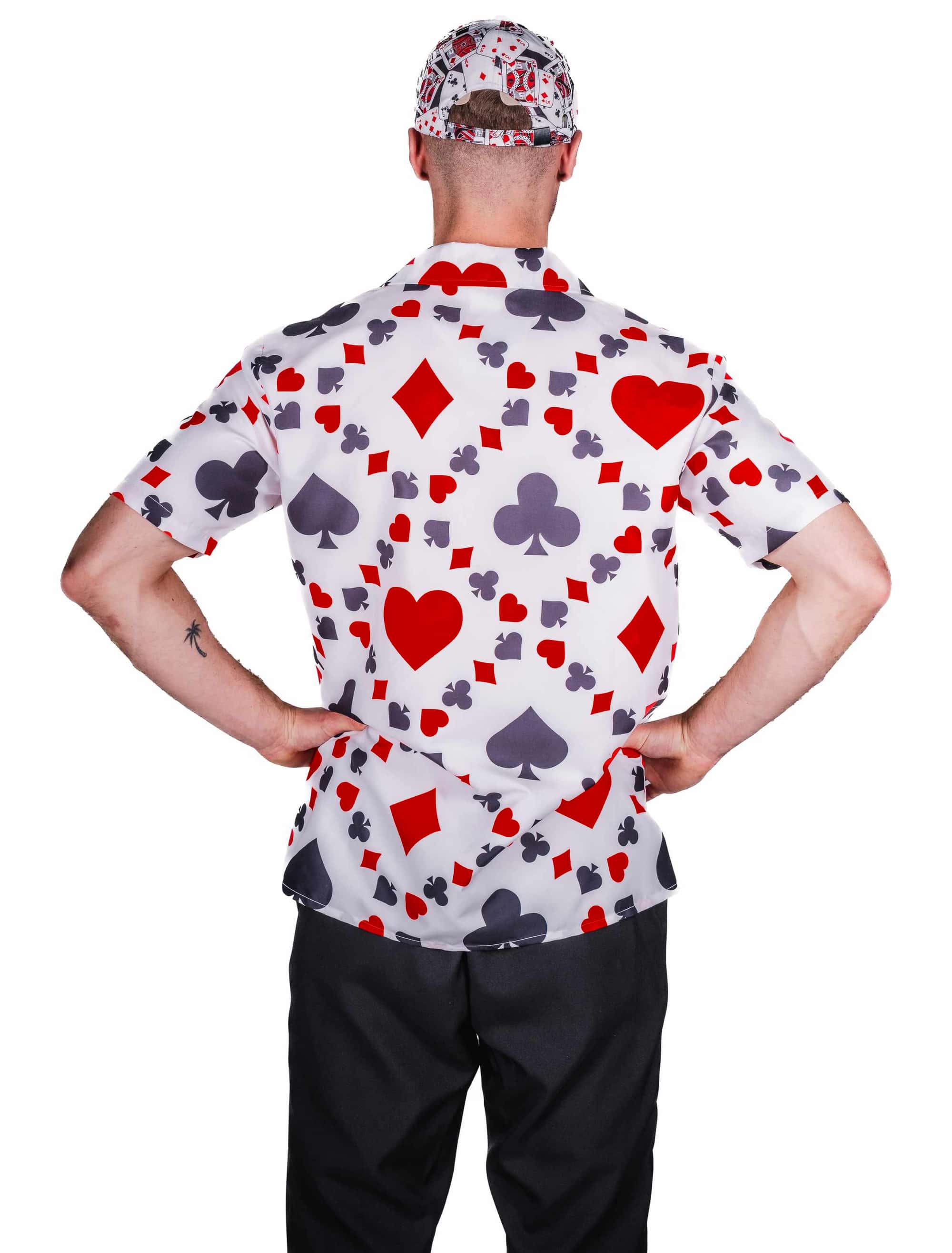 Hemd kurzarm Spielkarten Herren schwarz/weiß/rot 4XL/5XL