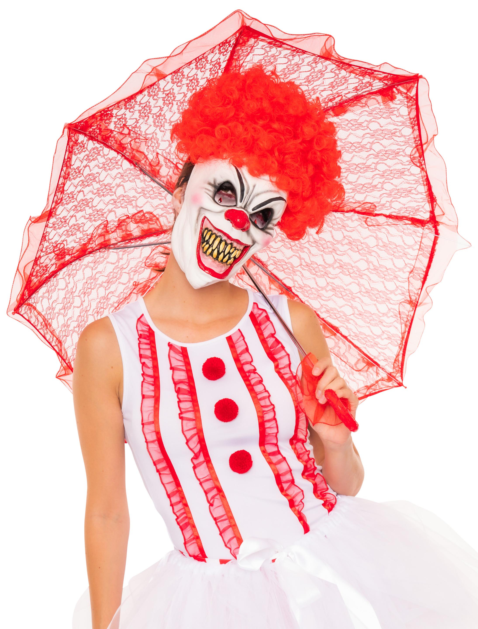 Schirm mit Spitze 76cm rot