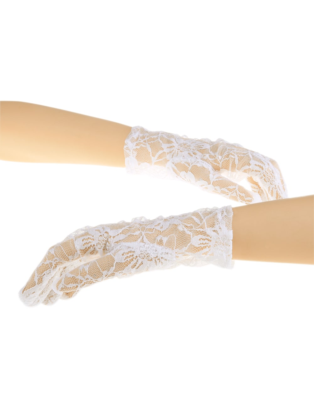 Spitzenhandschuhe kurz Damen weiß one size