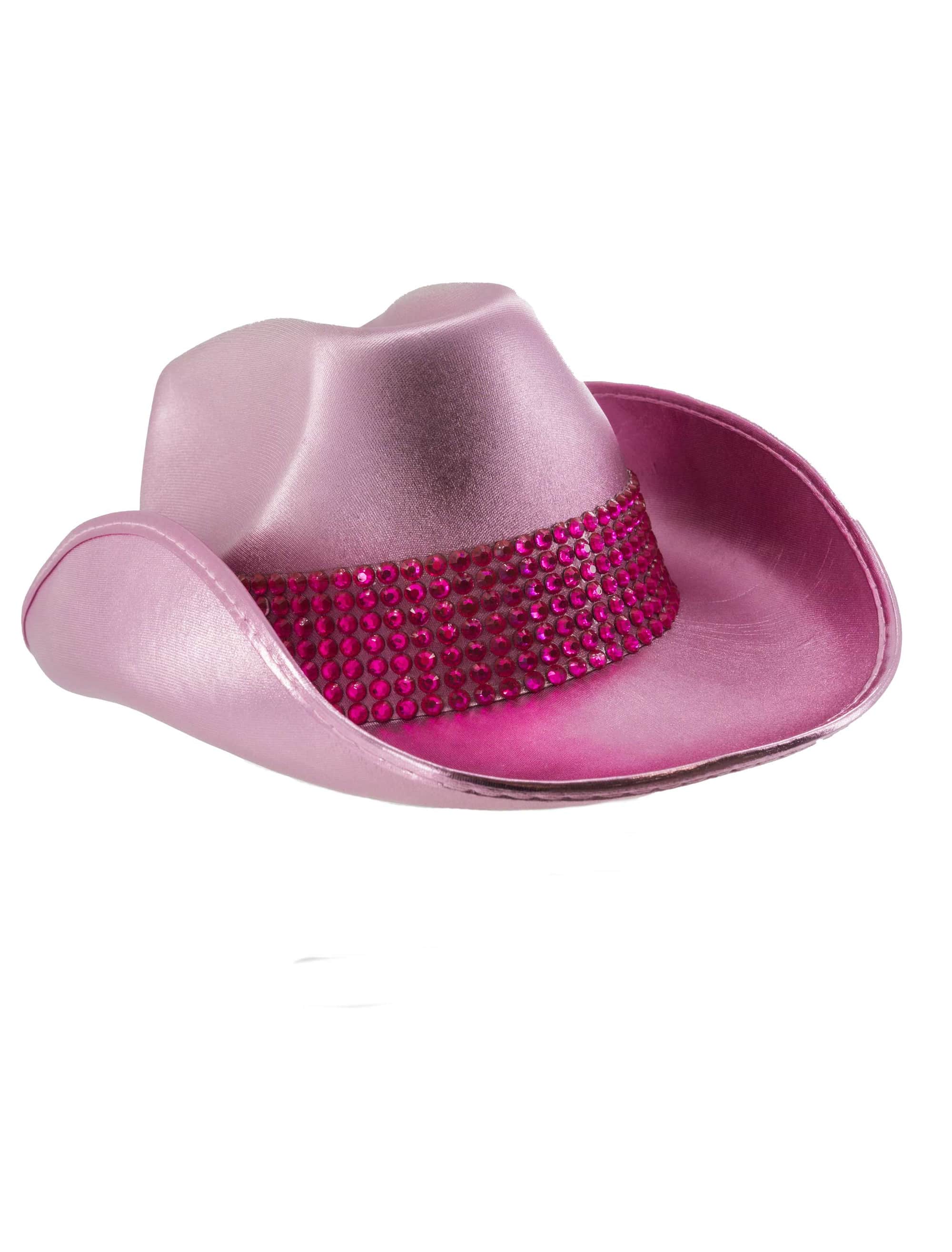 Cowboyhut mit Strasssteinen pink 59