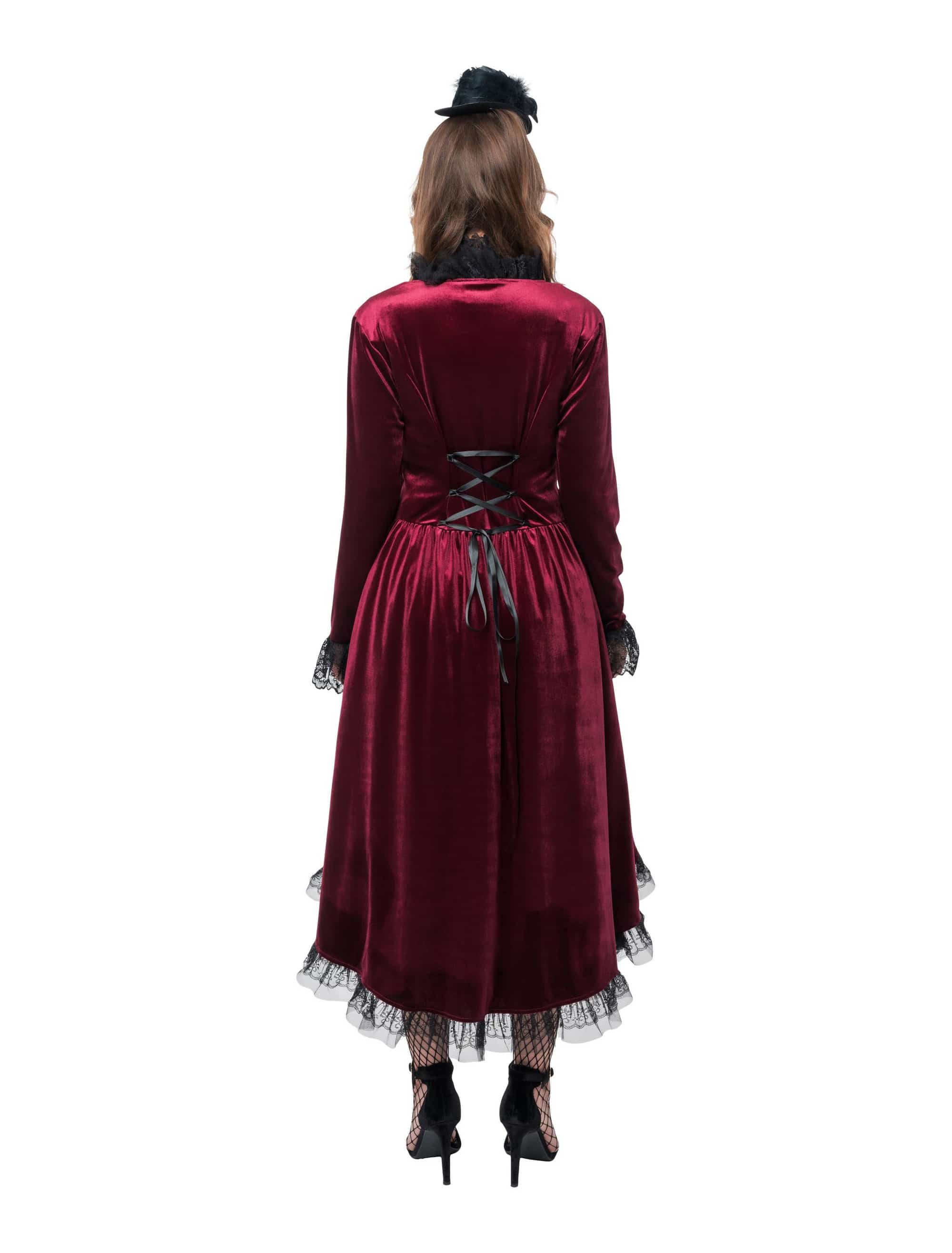Mantel Samt mit Schnallen und Spitze Damen bordeaux L/XL