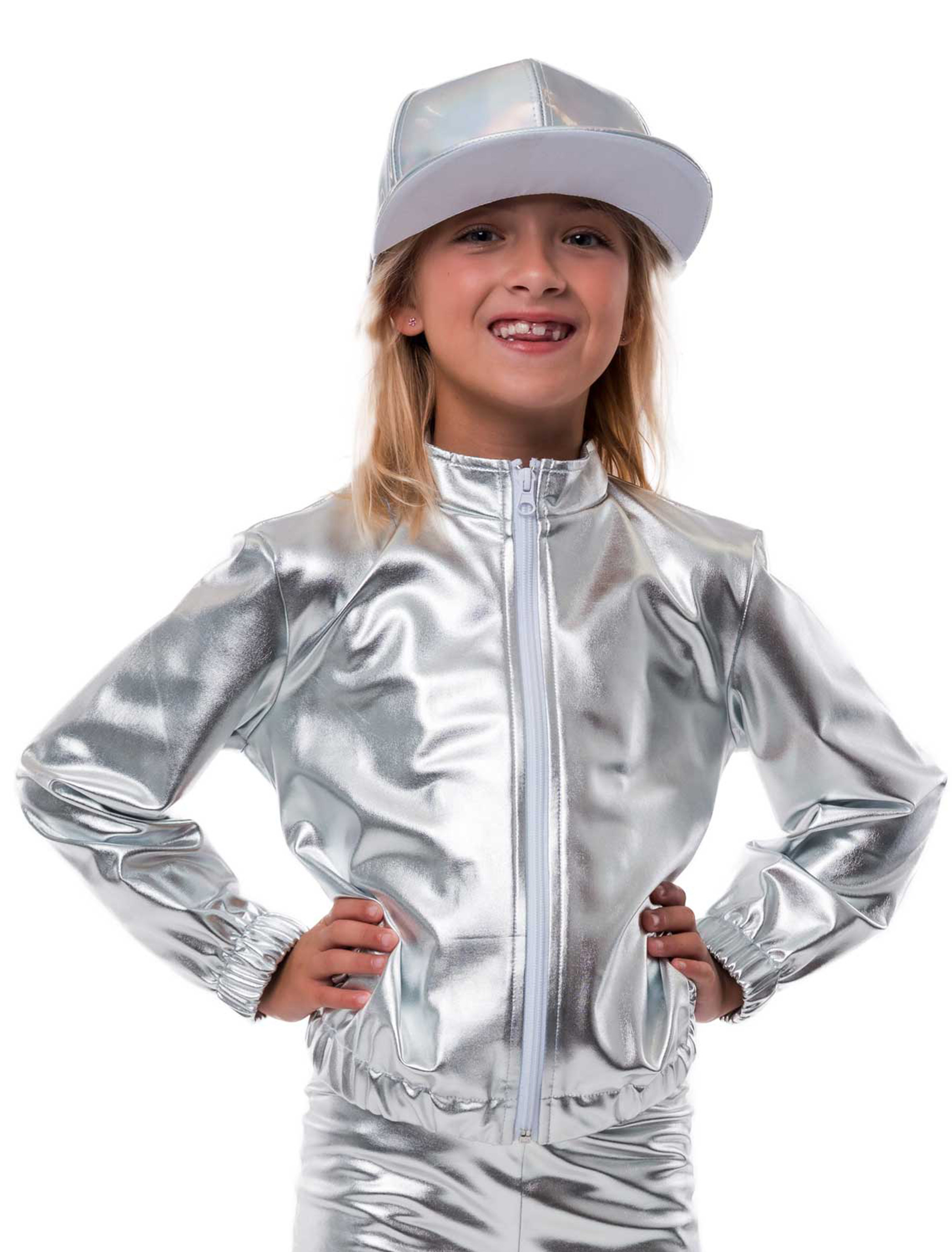 Jacke Metallic Kinder silber 128