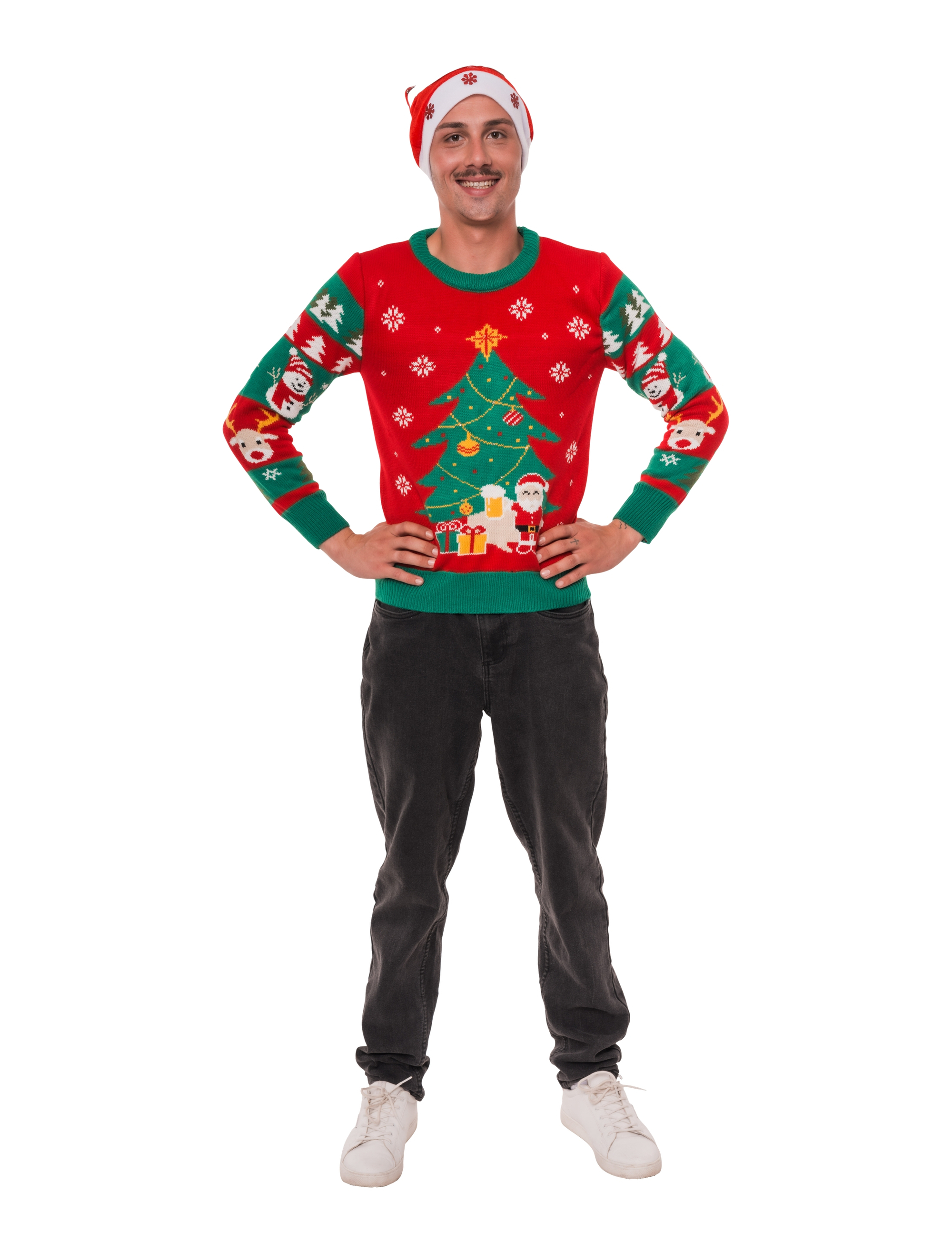 Strickpullover Weihnachten mit LED bunt S