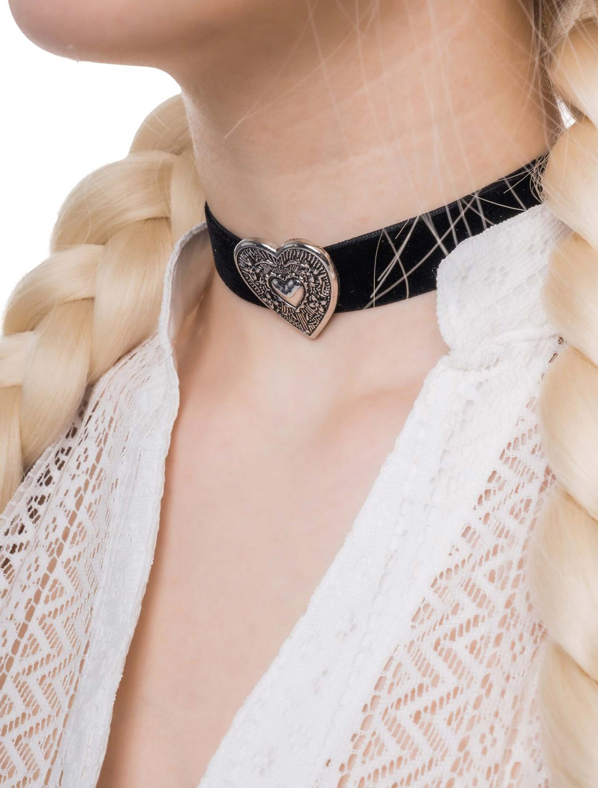 Halskette Choker mit Herz  Damen schwarz