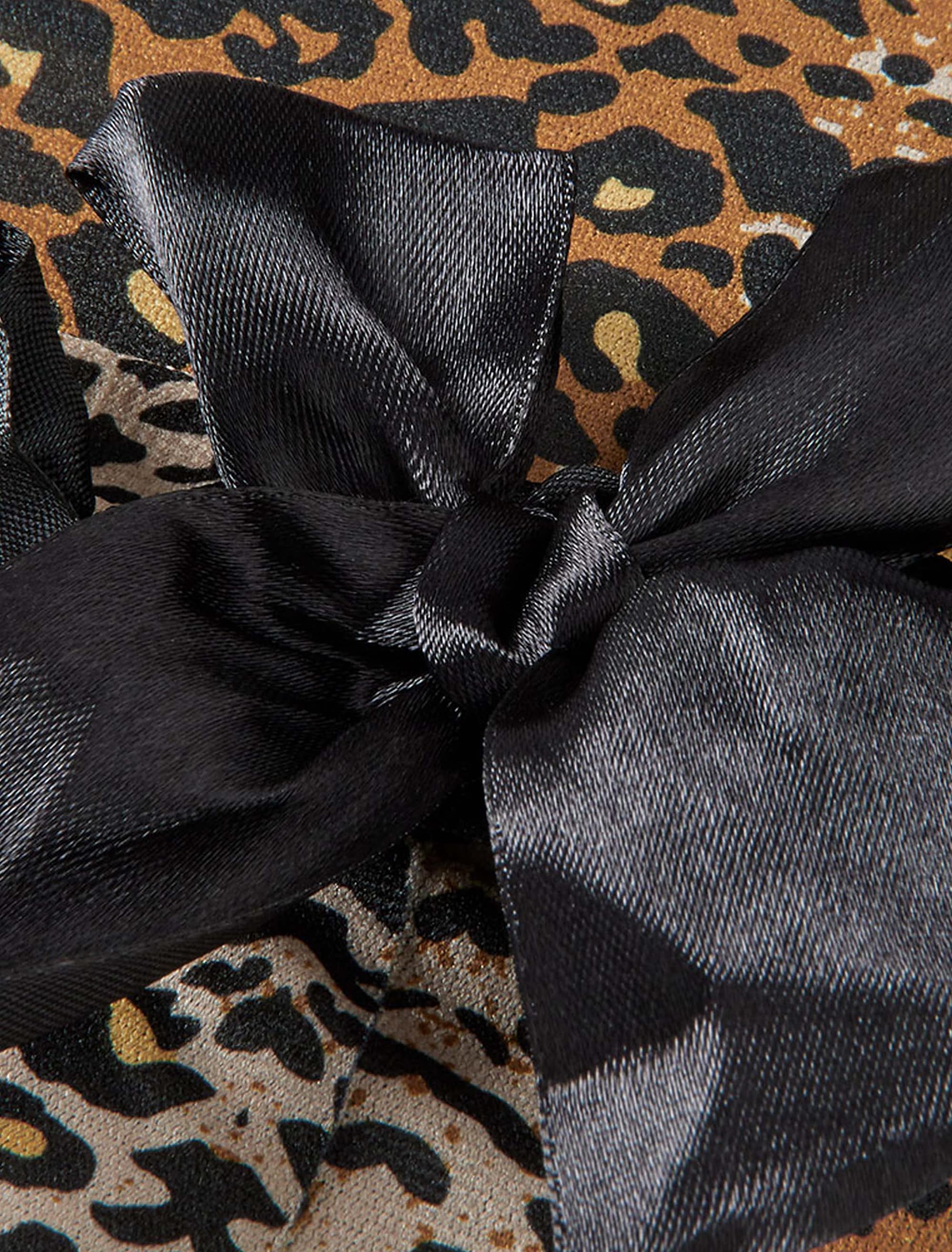 Overknee Strümpfe mit Schleife Leopard beige/braun one size