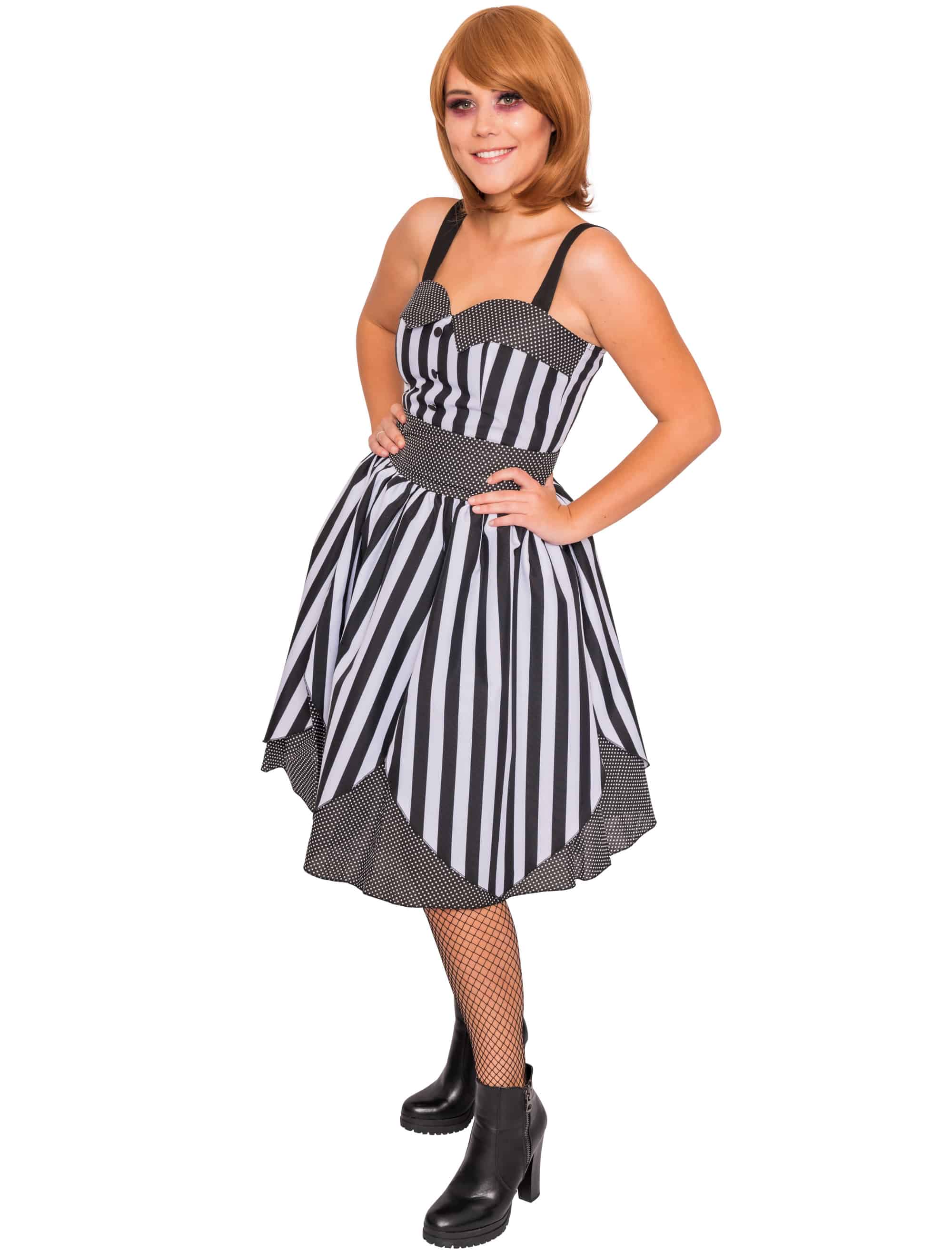Kleid gestreift Damen schwarz/weiß S