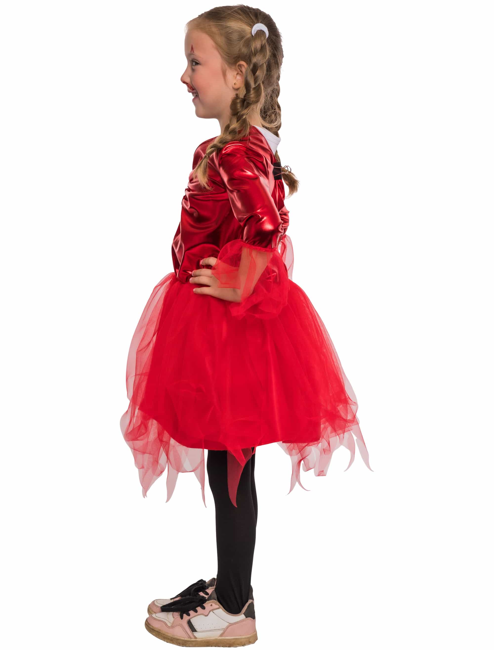 Kleid Teufel metallic mit Tüll  Kinder rot 104
