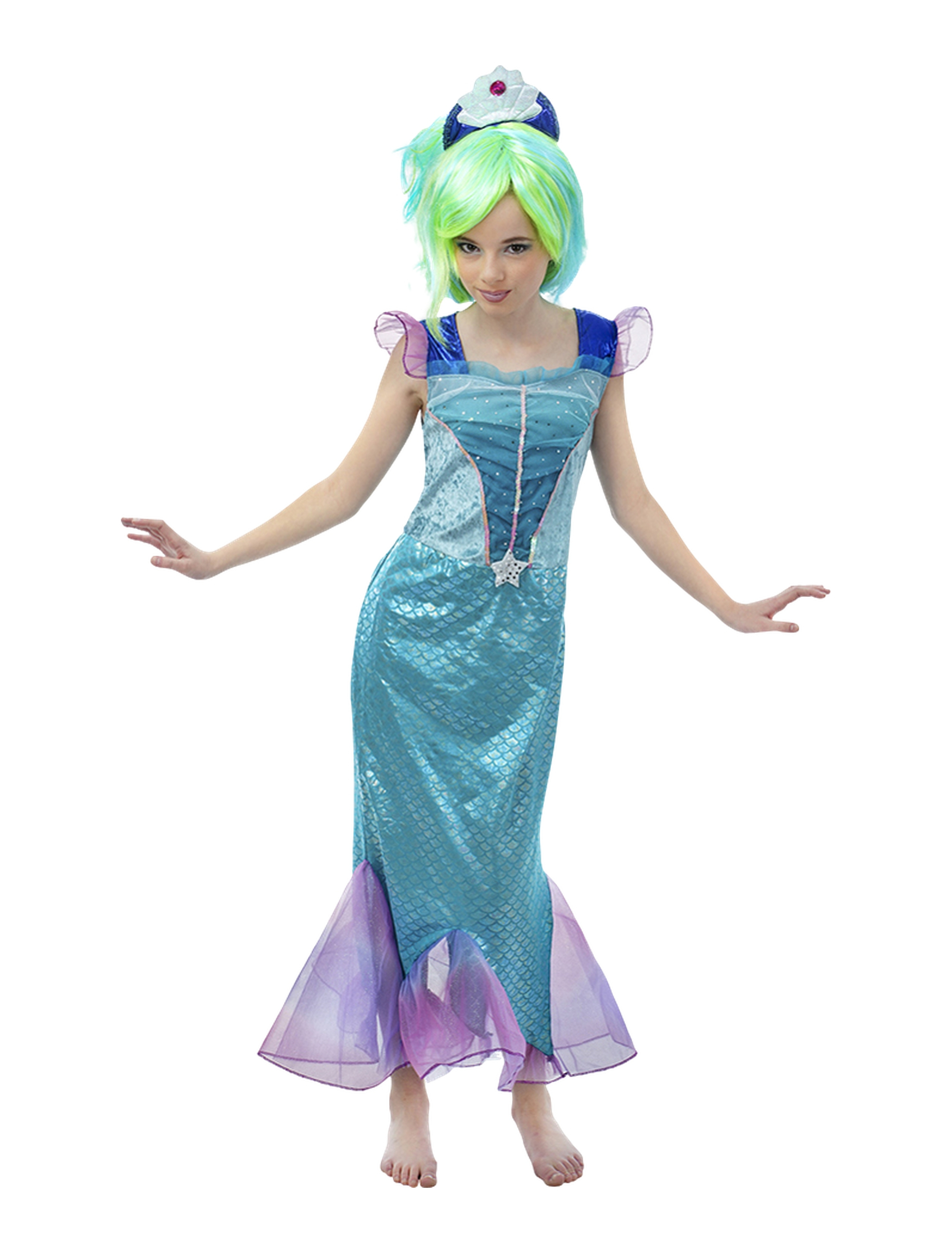 Kleid Meerjungfrau 2-tlg. Kinder türkis 98/104