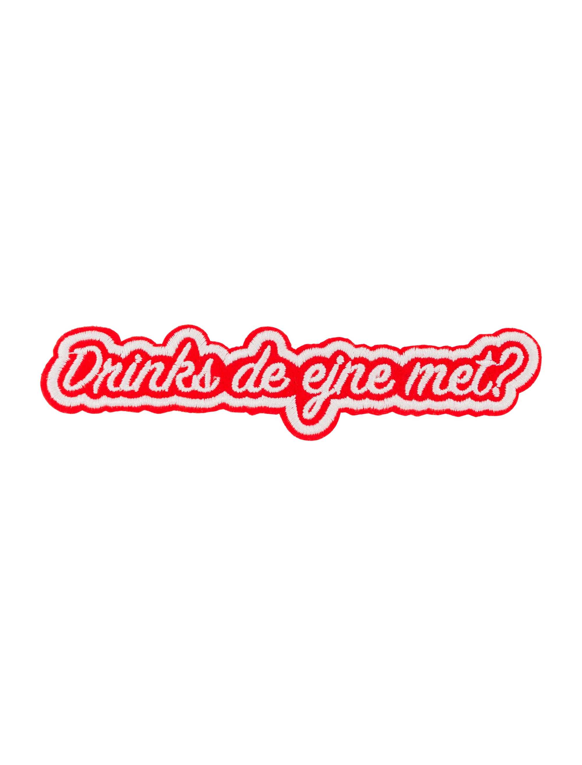 Bügelpatch Drinks de ejne met? 13cm rot/weiß