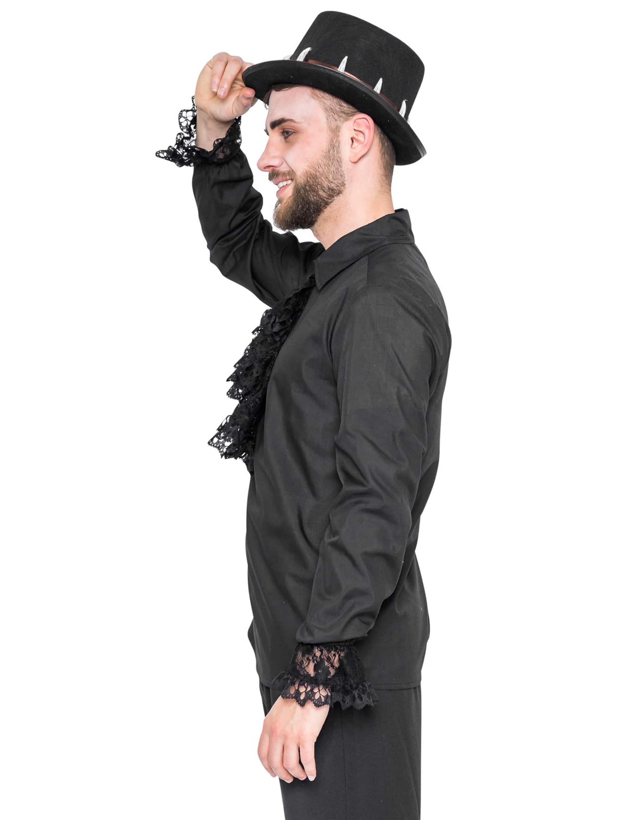 Piratenhemd mit Jabot Herren schwarz M