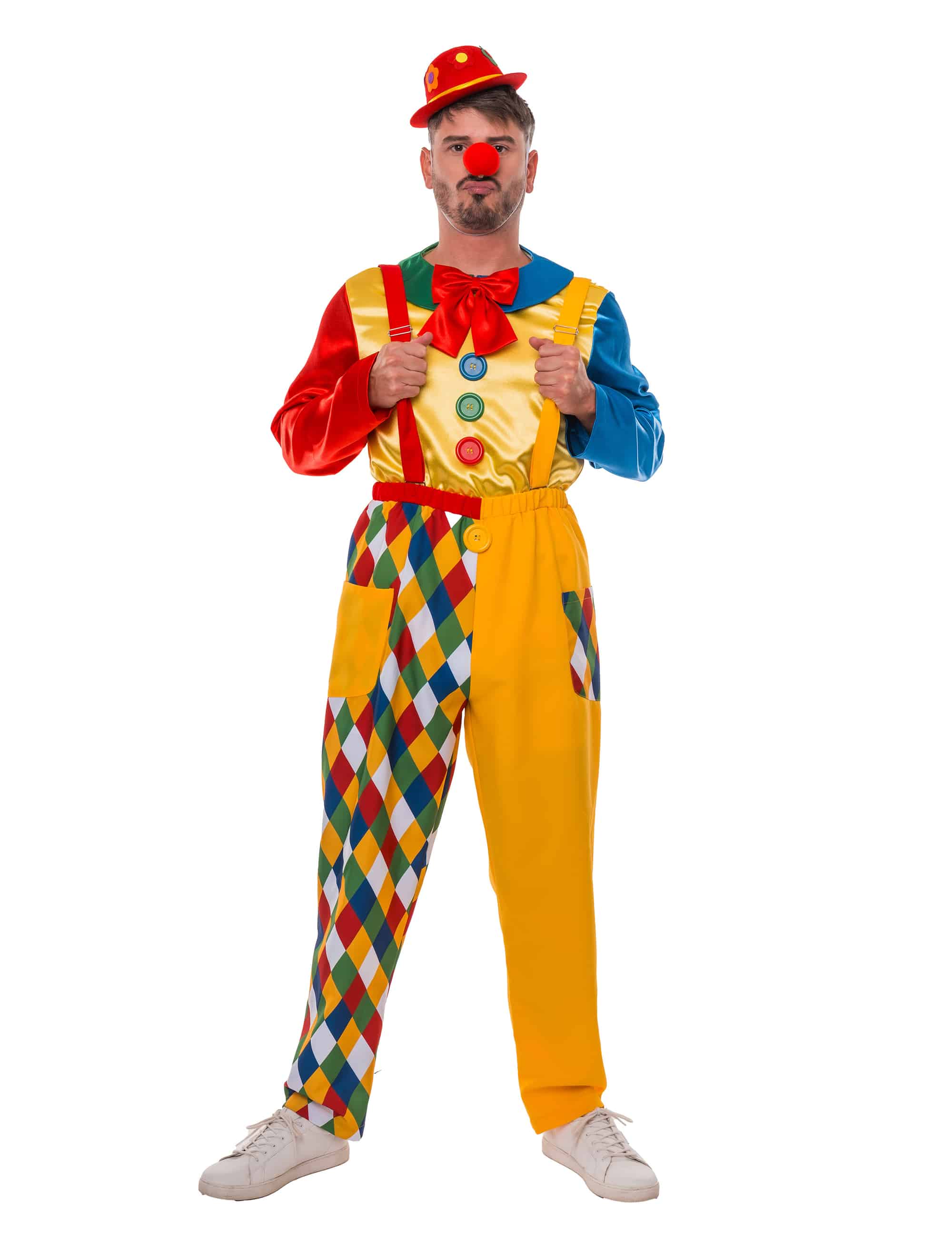 Hose Clown mit Trägern bunt S/M