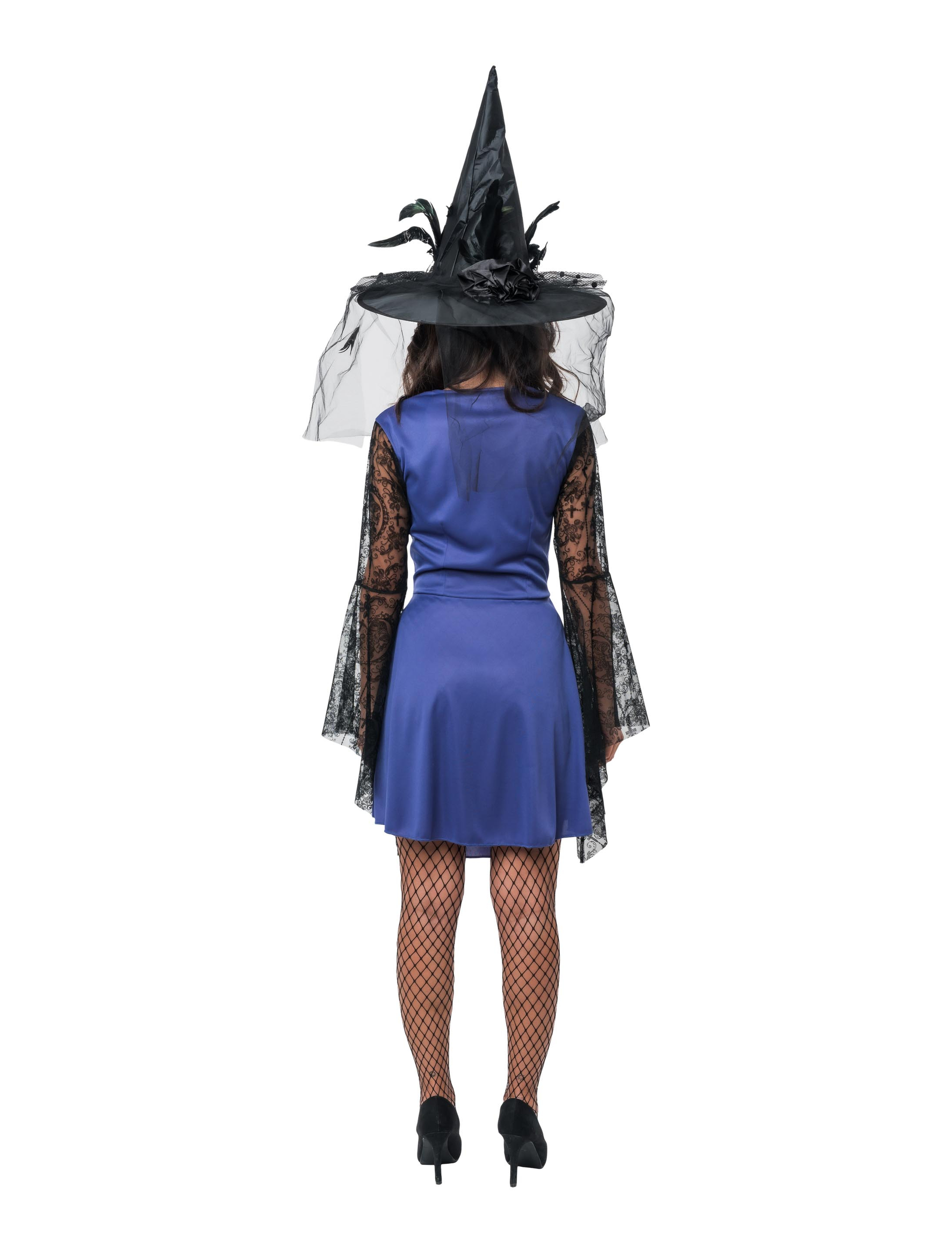 Kleid Vampir mit Trompetenärmeln und Spitze Damen lila/schwarz S/M