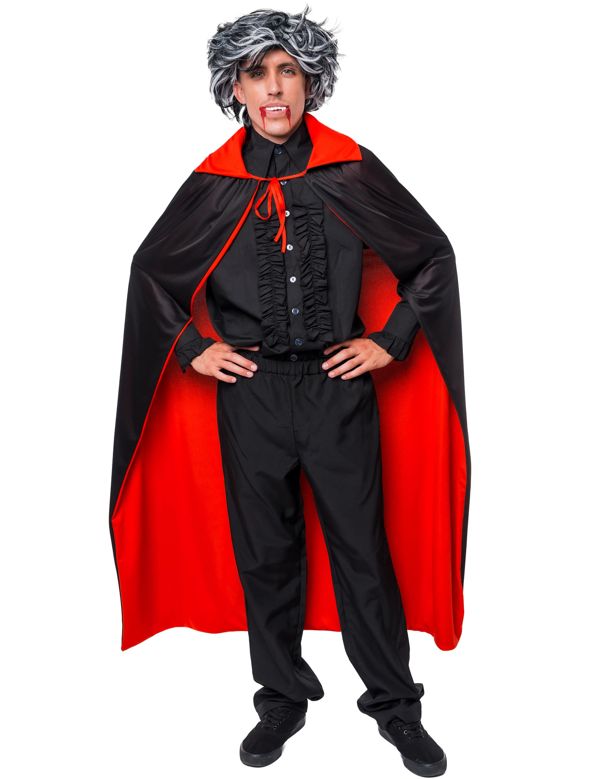 Umhang Vampir Herren schwarz/rot one size