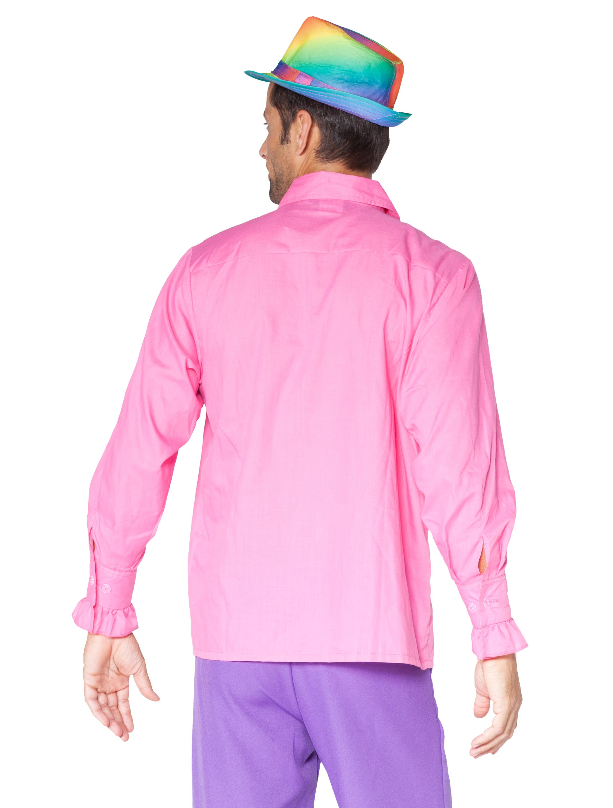 Rüschenhemd Herren pink 4XL