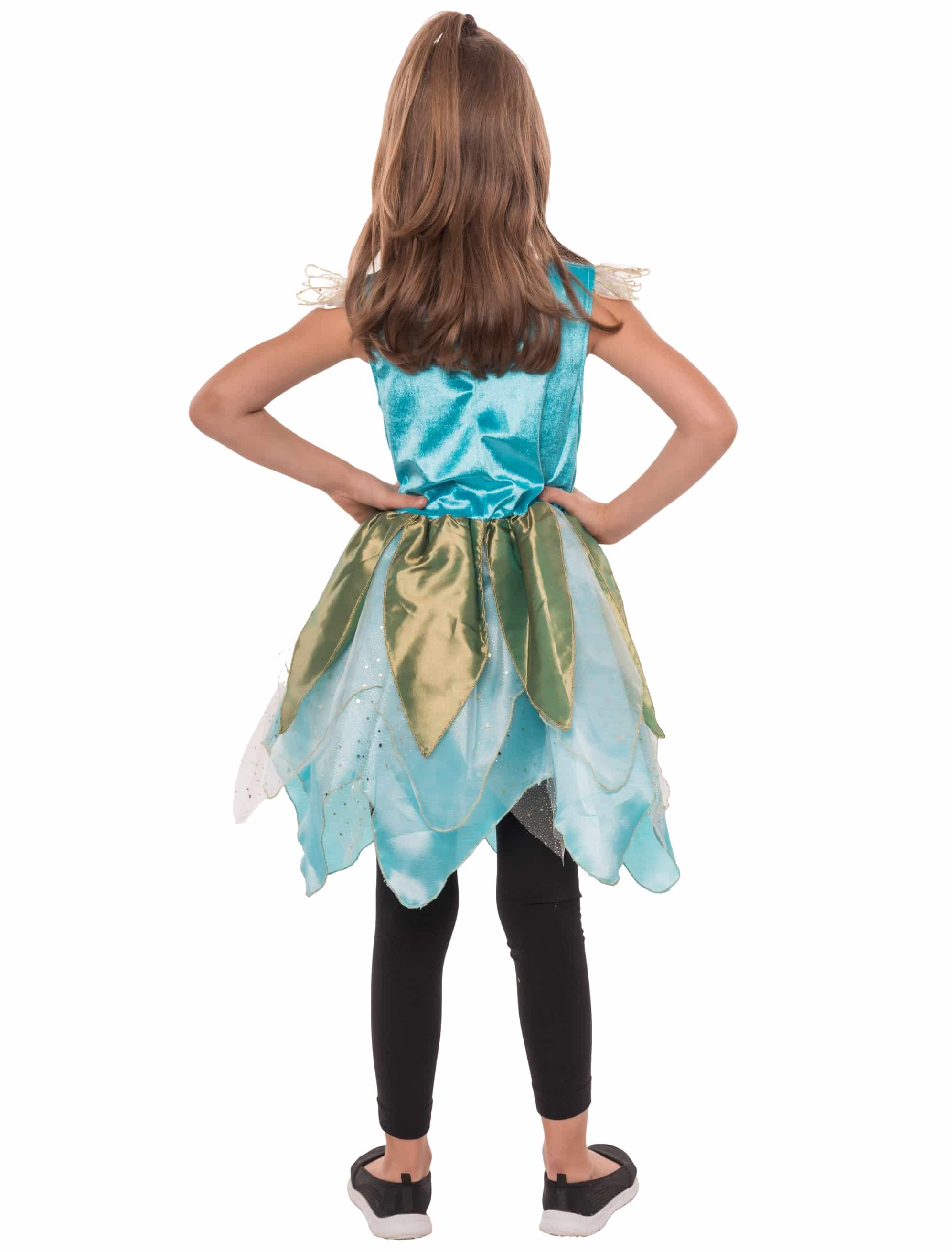 Kleid Blumenfee Kinder blau/grün 8-10 Jahre