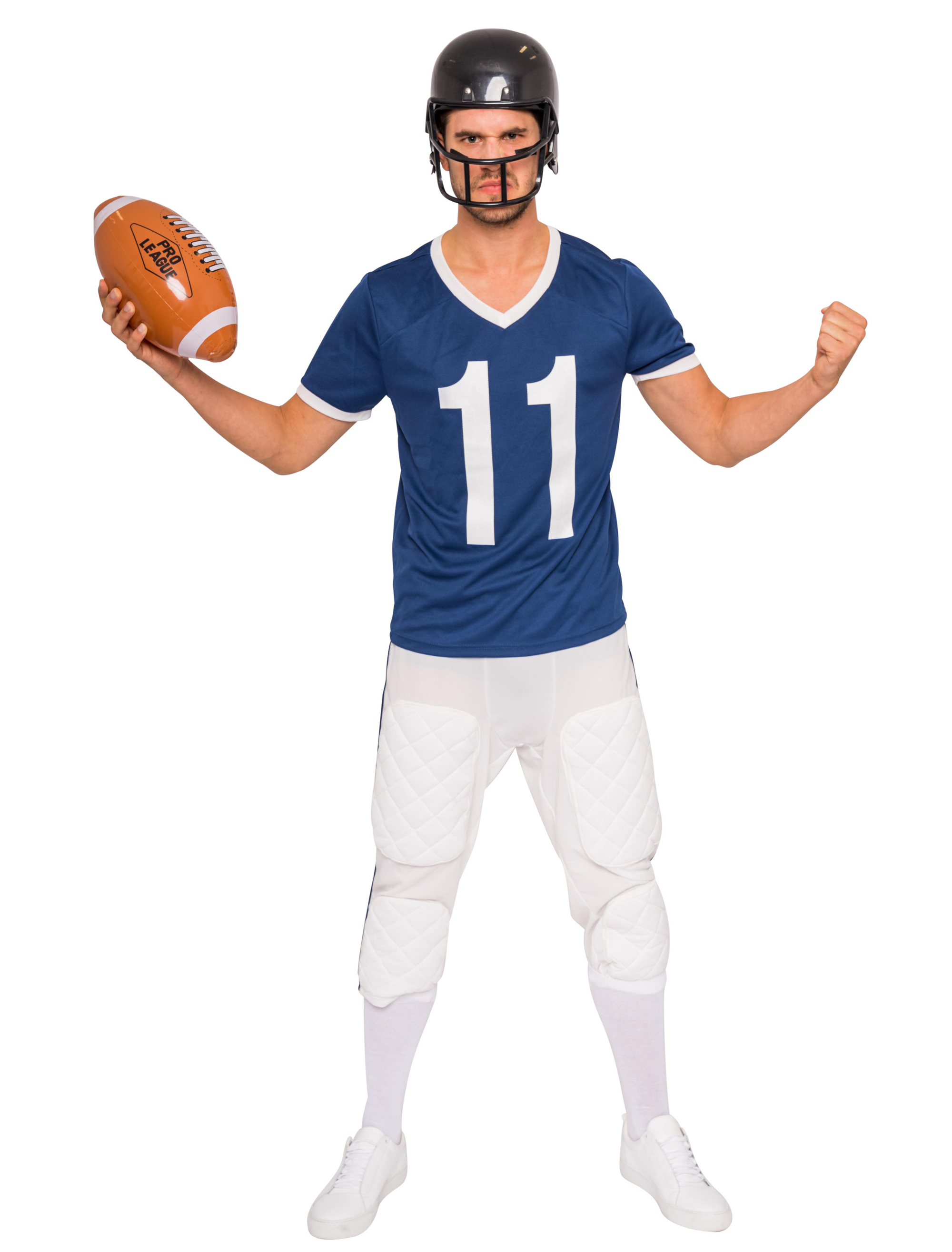 American Footballer 2-tlg. Herren weiß/blau 4XL
