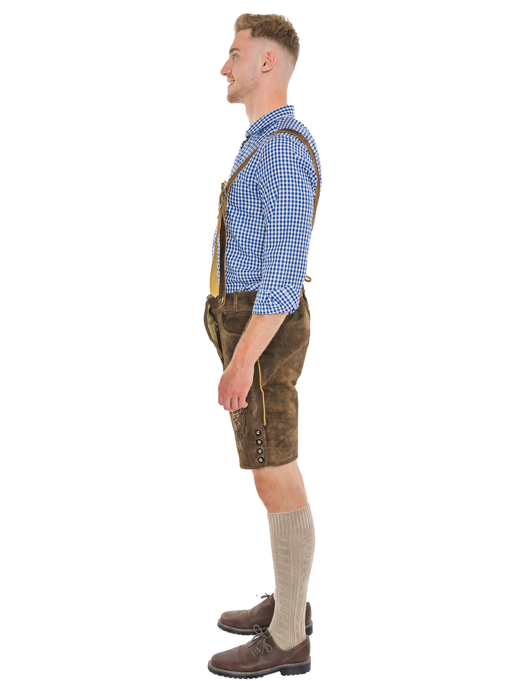 Lederhose kurz mit Hirsch Herren braun 2XL