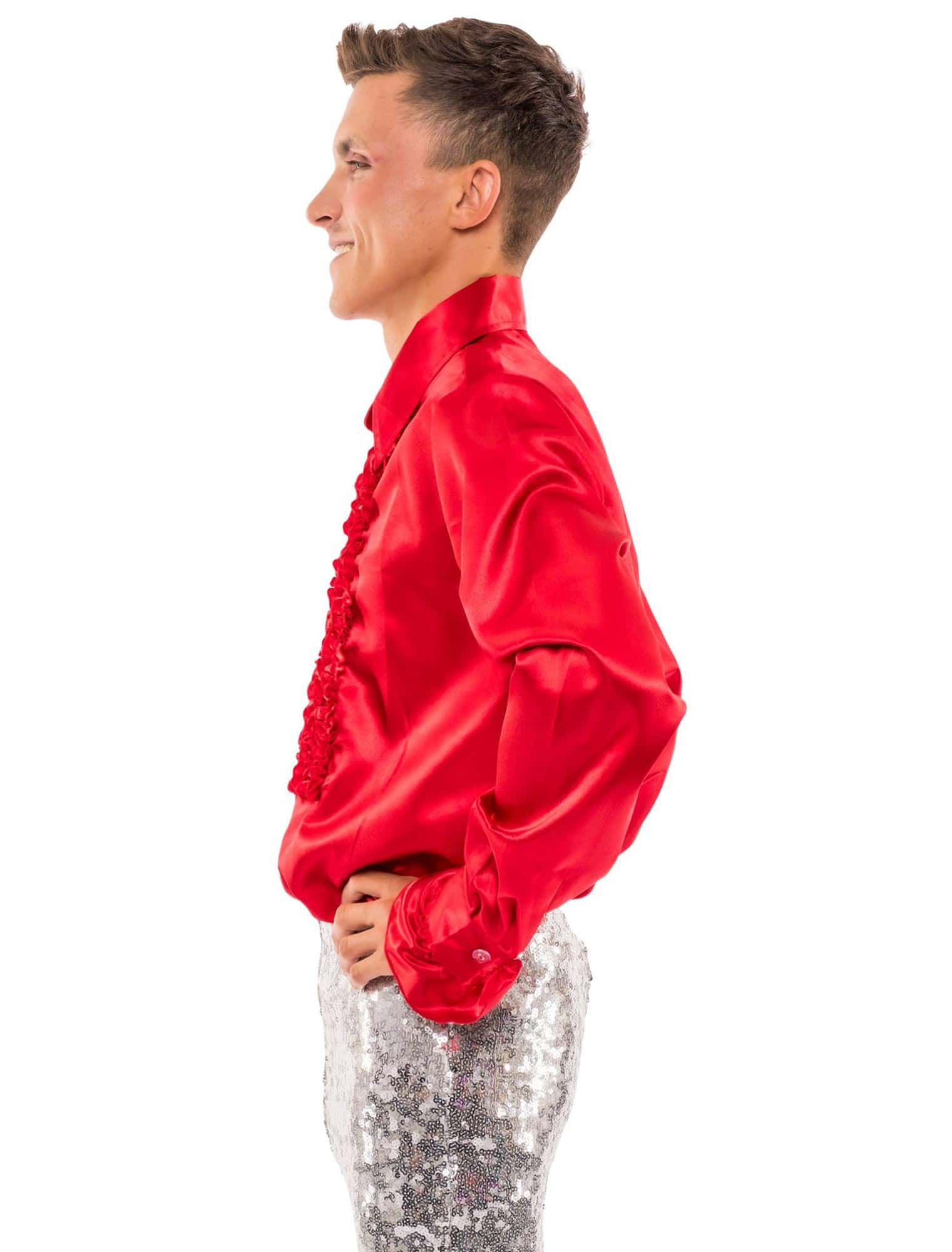Hemd Satin Herren rot M
