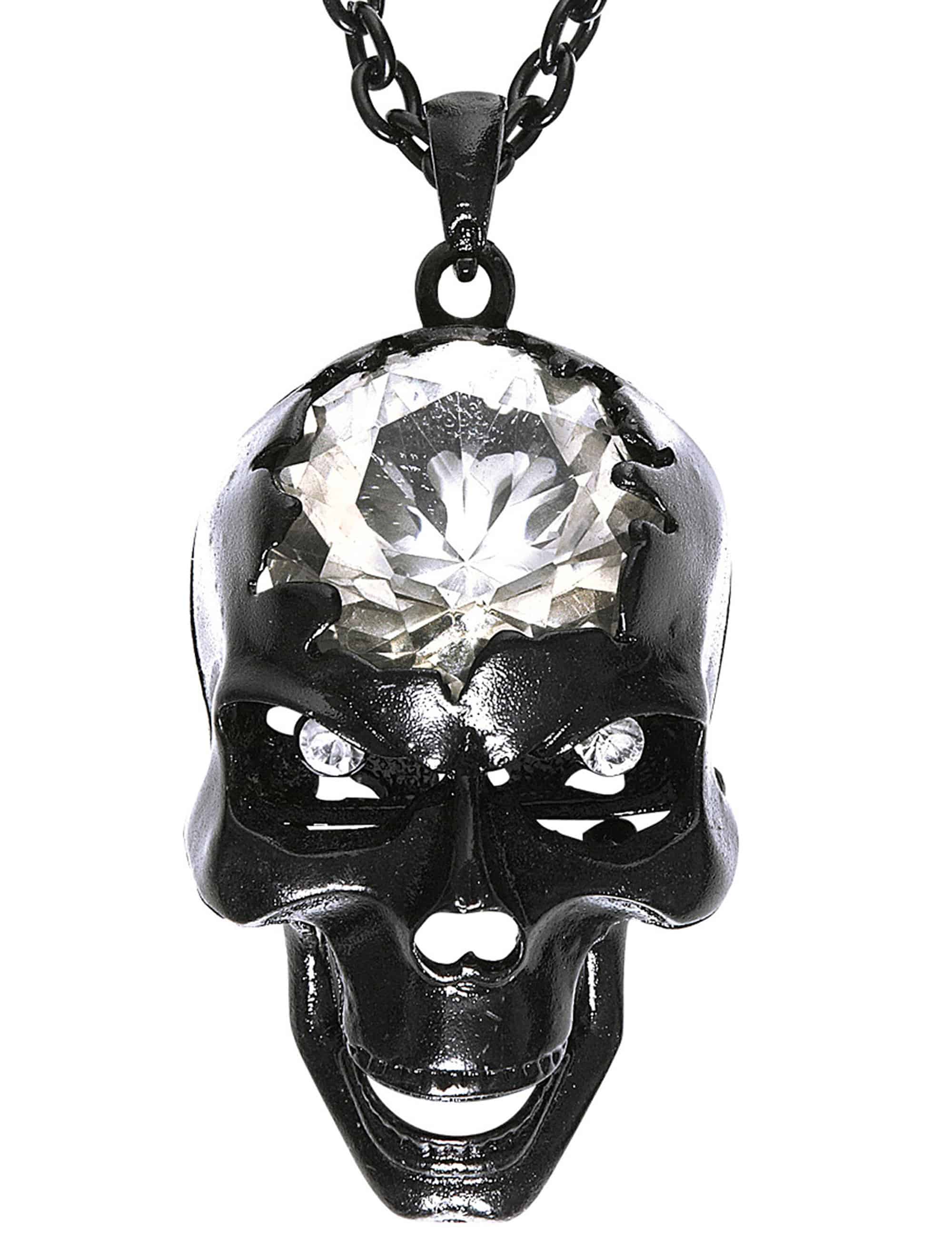 Halskette Totenkopf m. Kristall