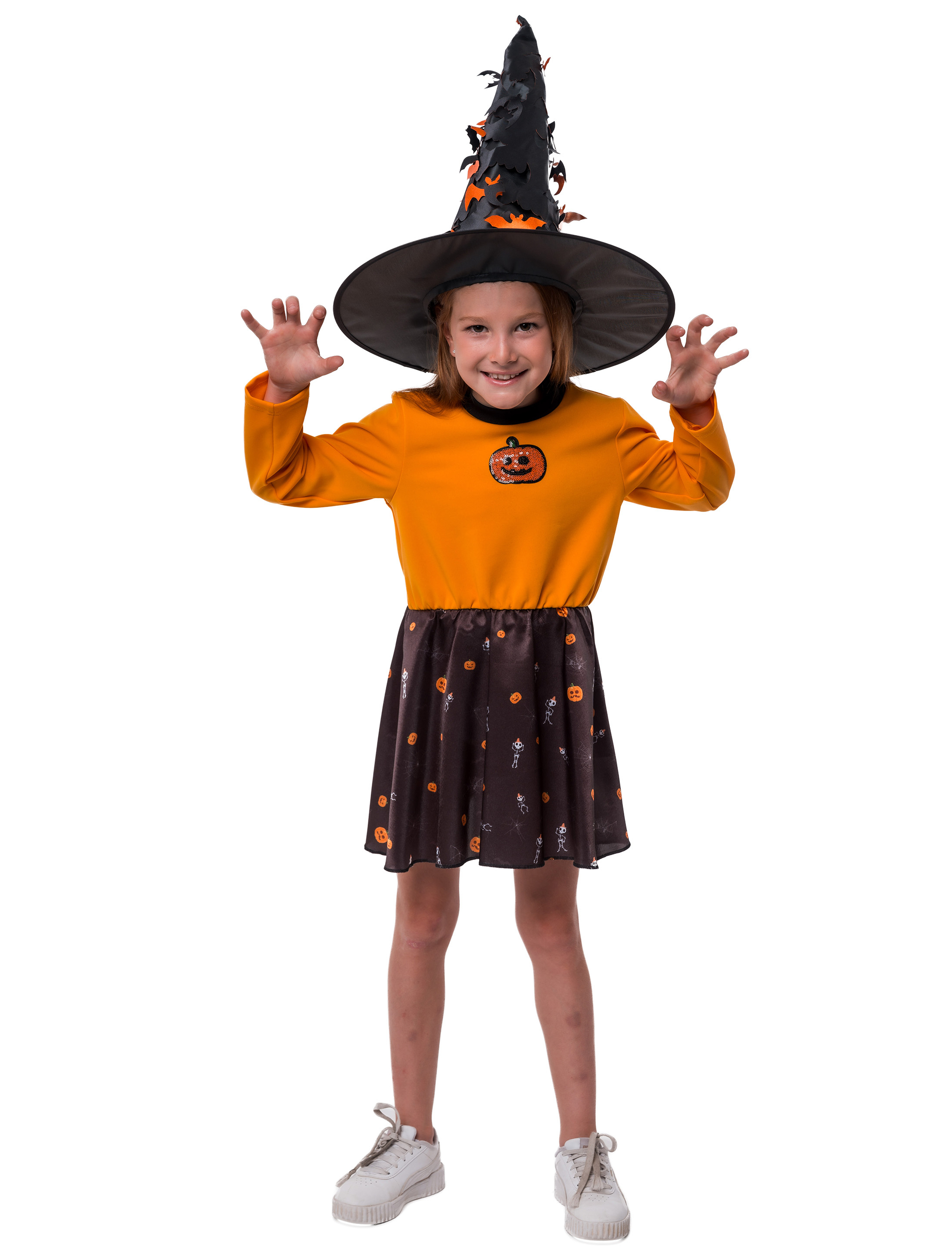Kleid Kürbis Kinder orange/schwarz 104/116