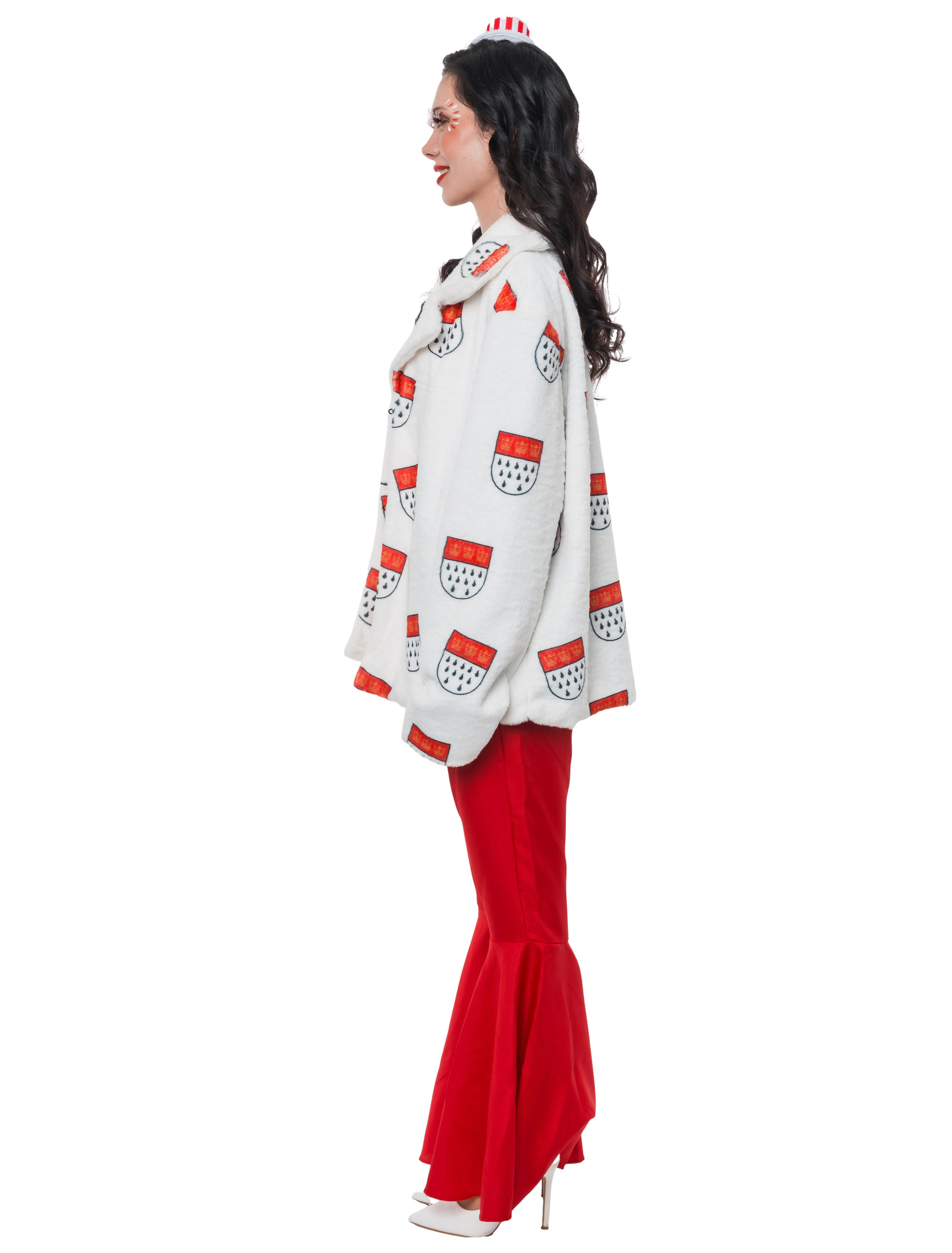 Jacke Kunstfell Kölle Damen weiß/rot L/XL