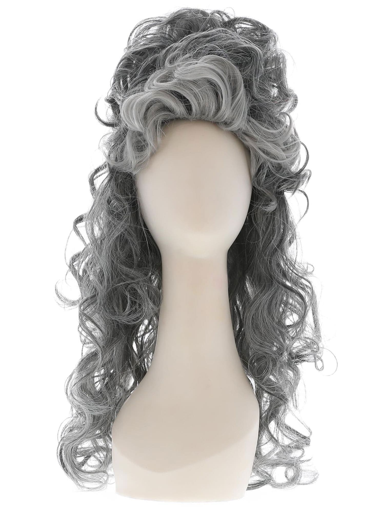 Perücke mit Locken und Pony grau