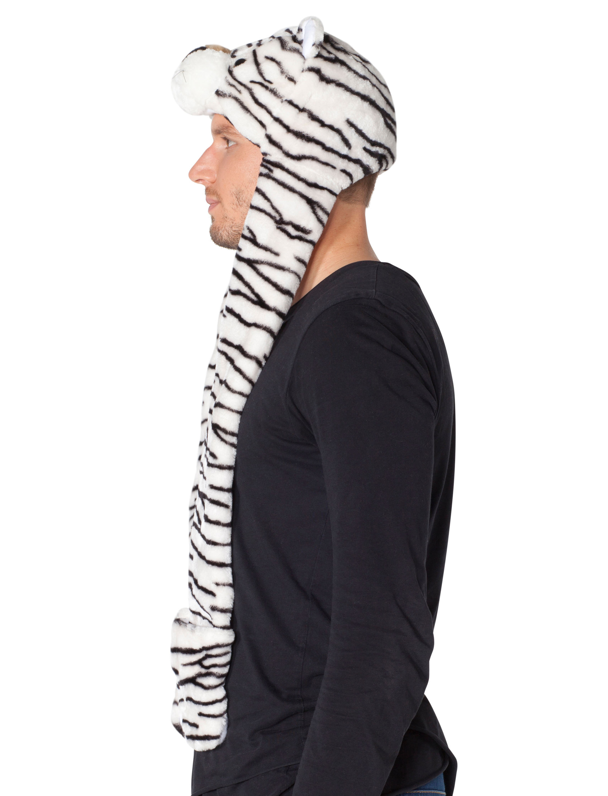 Mütze weißer Tiger Plüsch