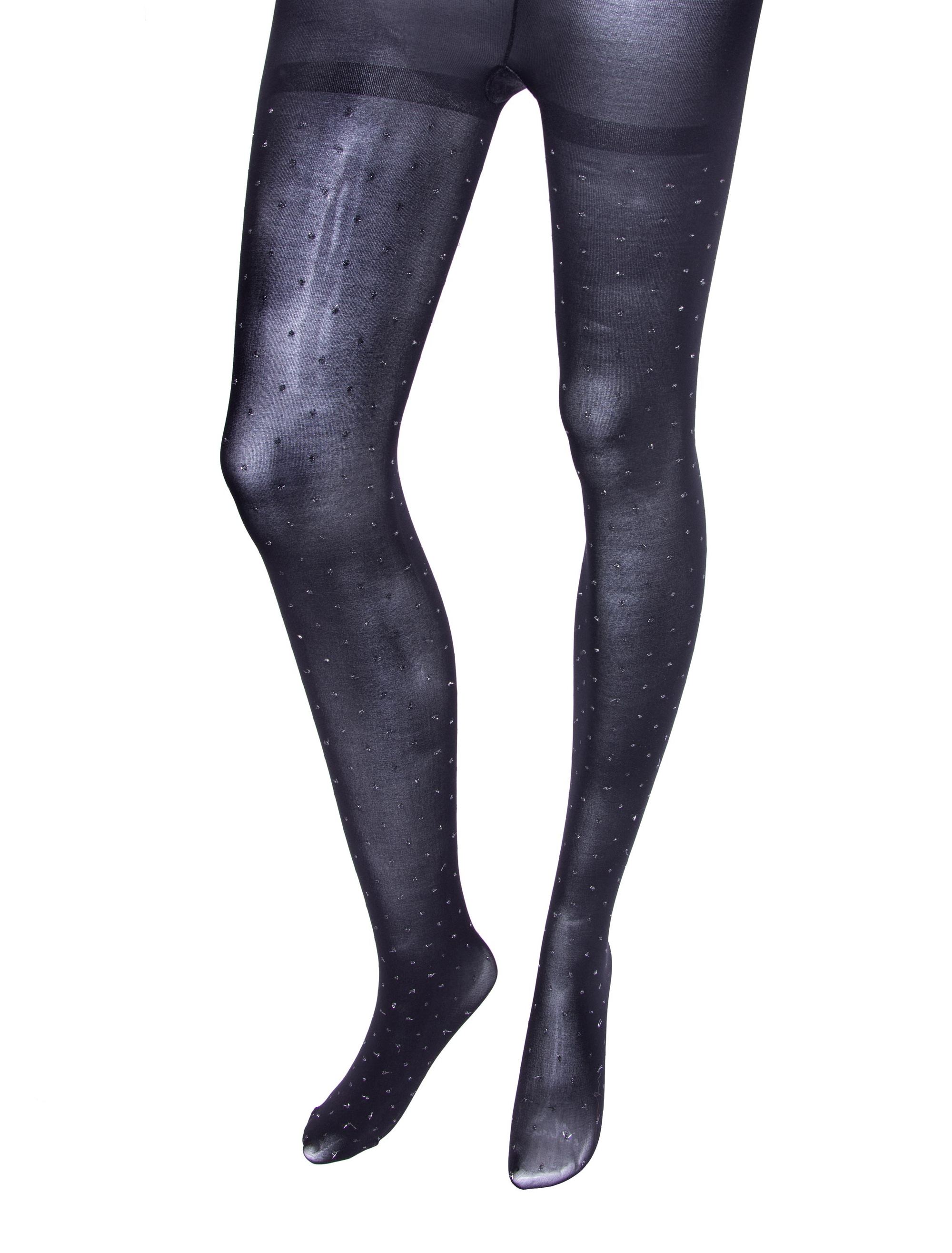 Strumpfhose mit silber Tupfen schwarz/silber S/M