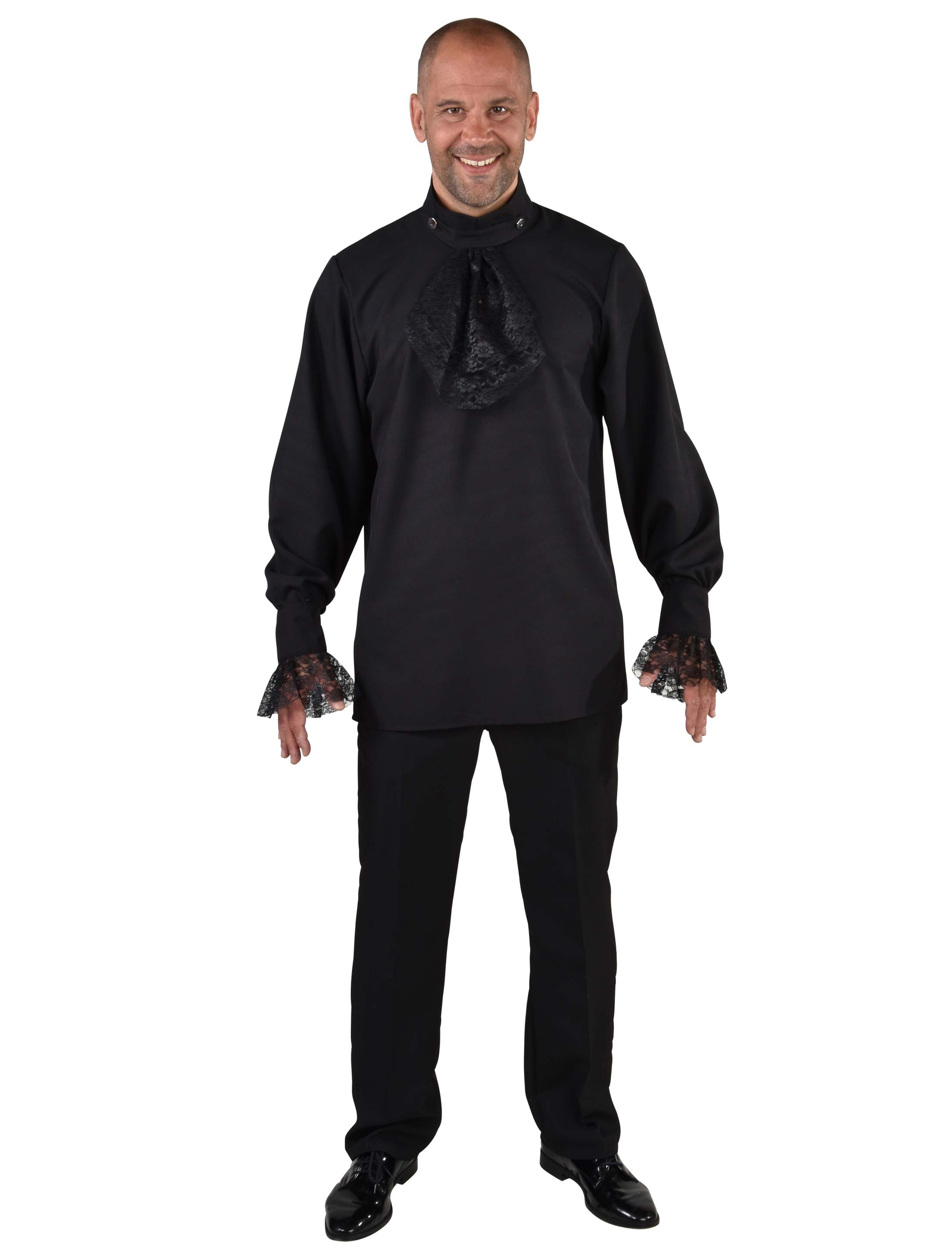 Hemd mit Jabot Herren schwarz L