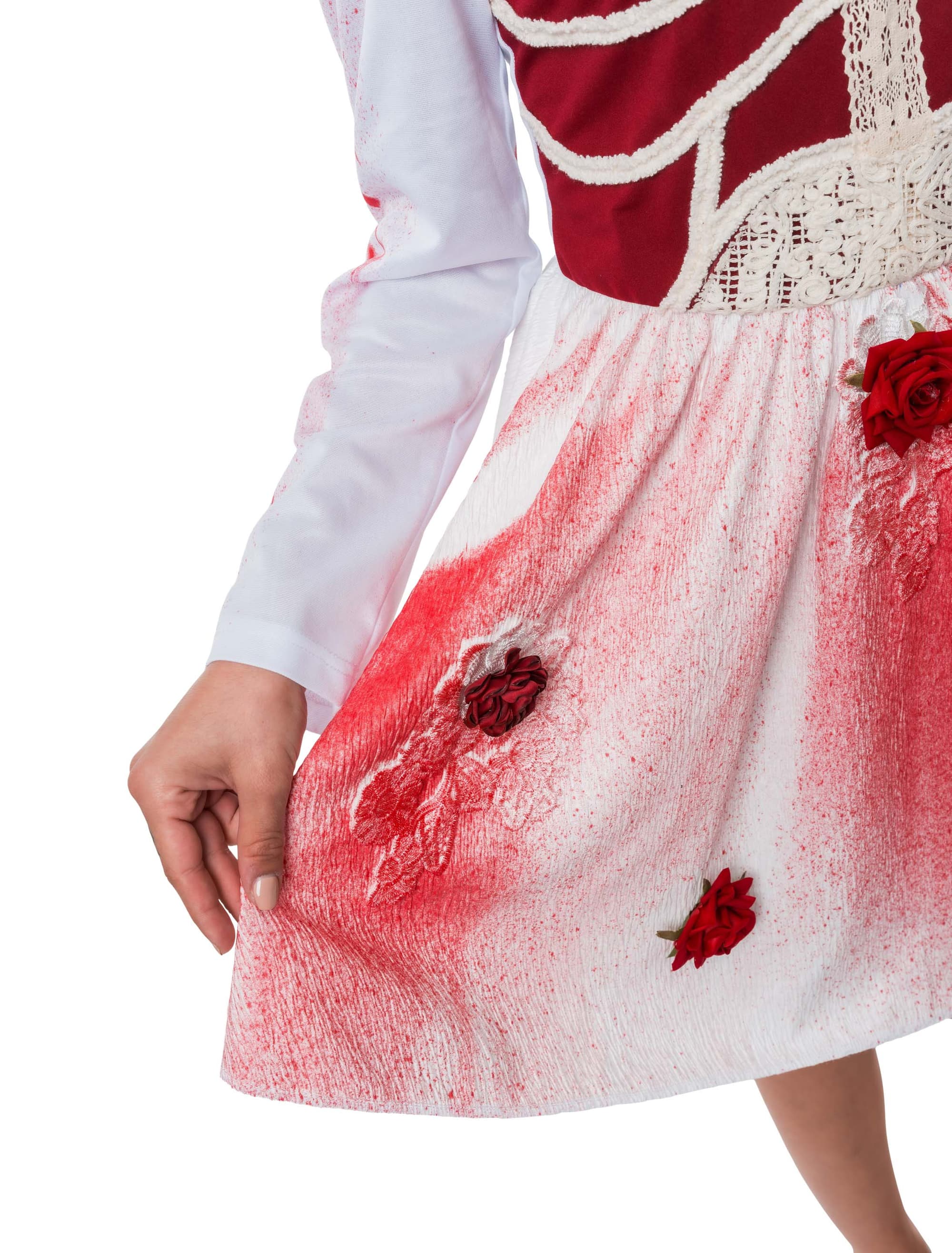 Kleid Knochen mit Rosen Damen rot/weiß S/M
