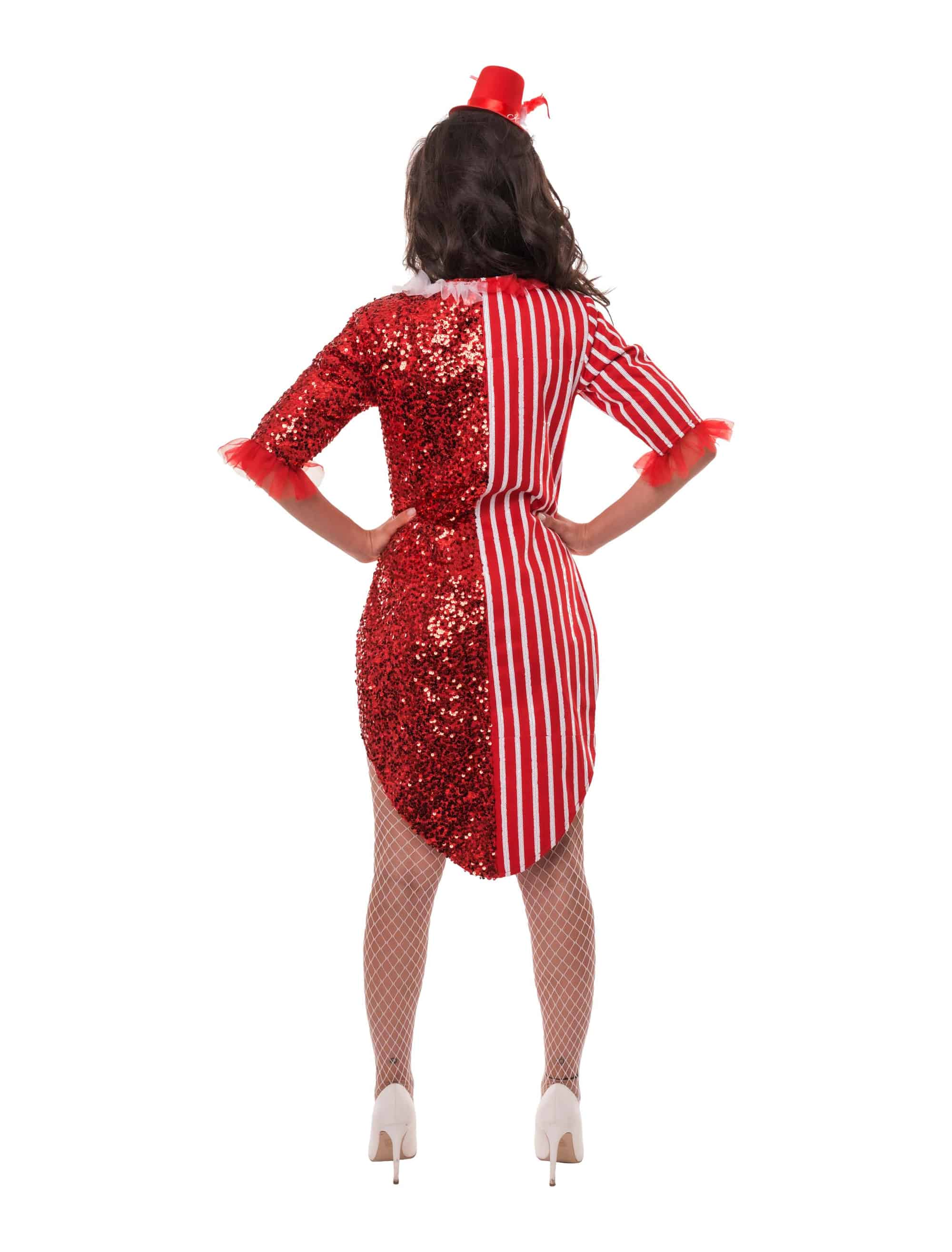Frack Pailletten Damen rot/weiß XXS/XS