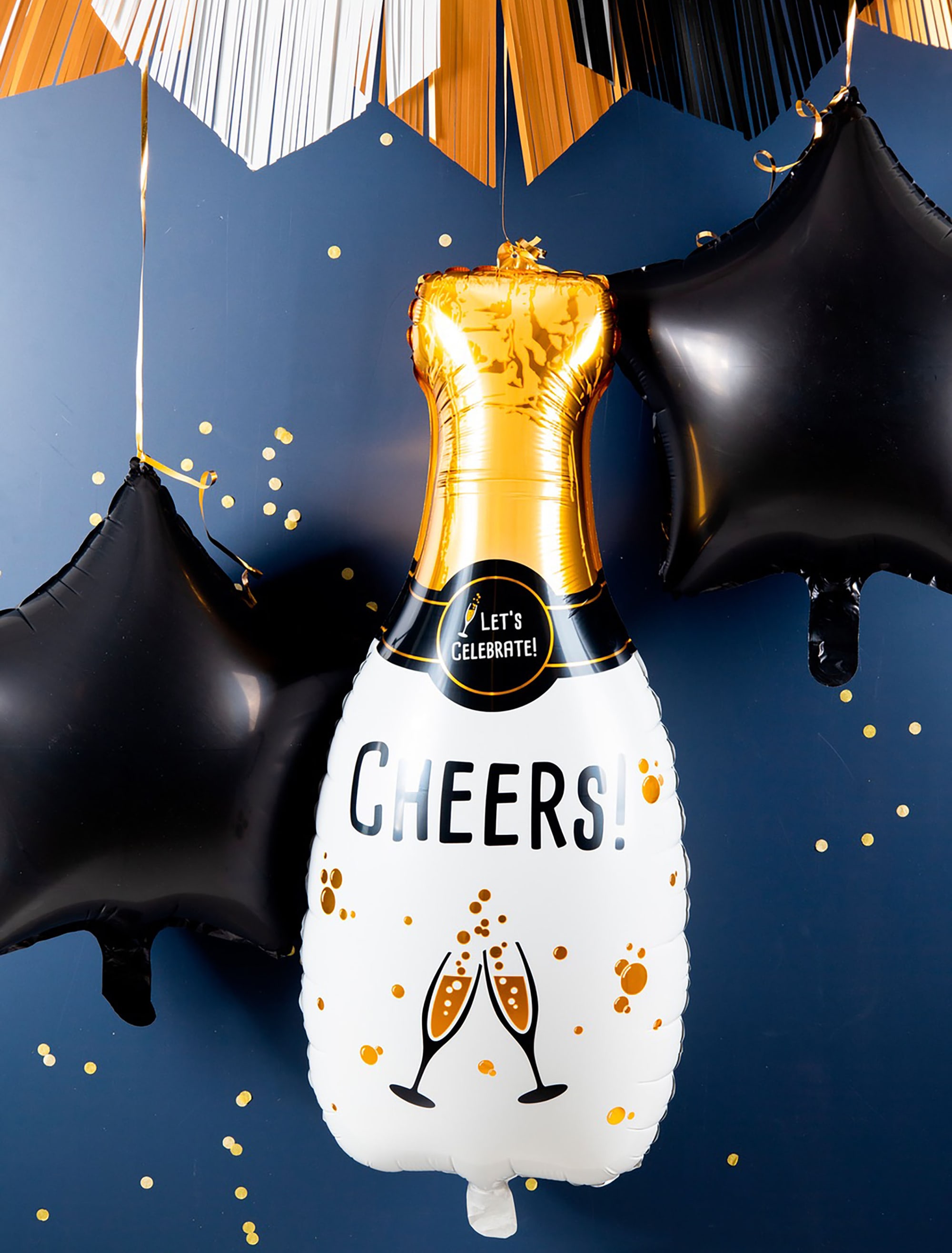 Folienballon Champagnerflasche L weiß/gold